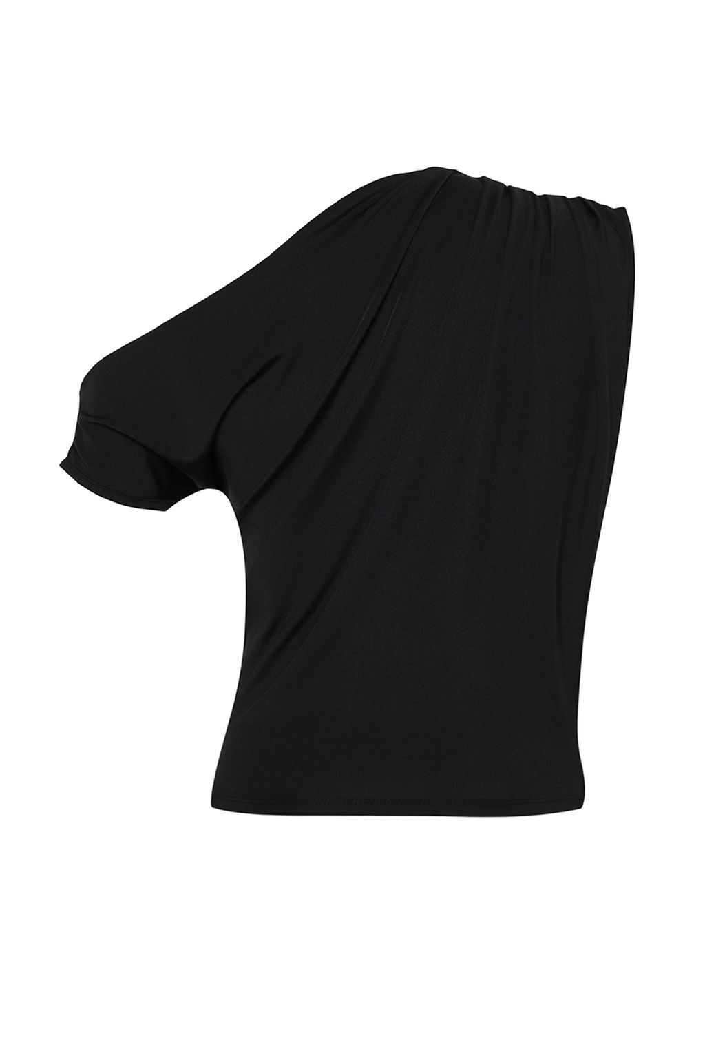 Siyah Regular/Normal Kal?p Asimetrik Yaka S?f?r Kol C?tc?tl? Esnek Orme Bluz TWOSS24BZ00396