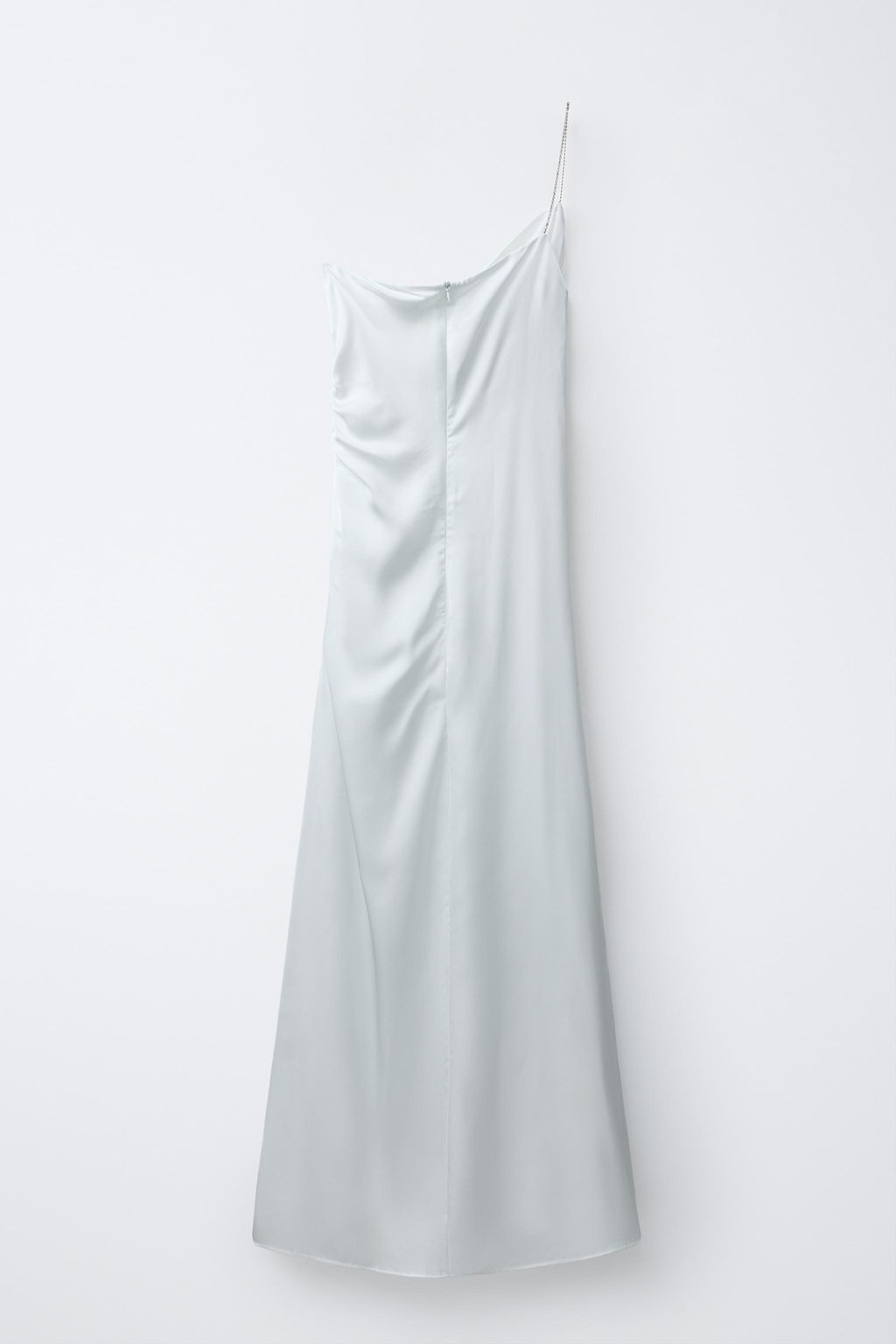 VESTIDO ASIM?TRICO SATINADO TIRANTE STRASS / Blanco - Zara фото 4