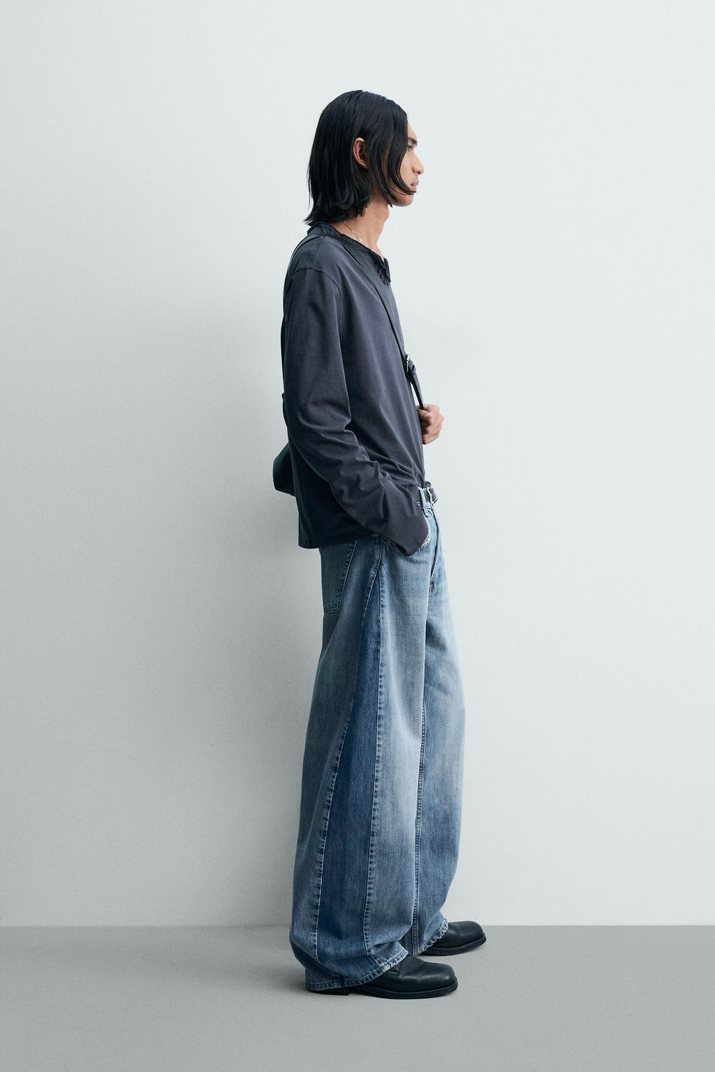 JEANS LOOSE BALLOON FIT BANDAS CONTRASTE / Azul medio - Zara фото 4