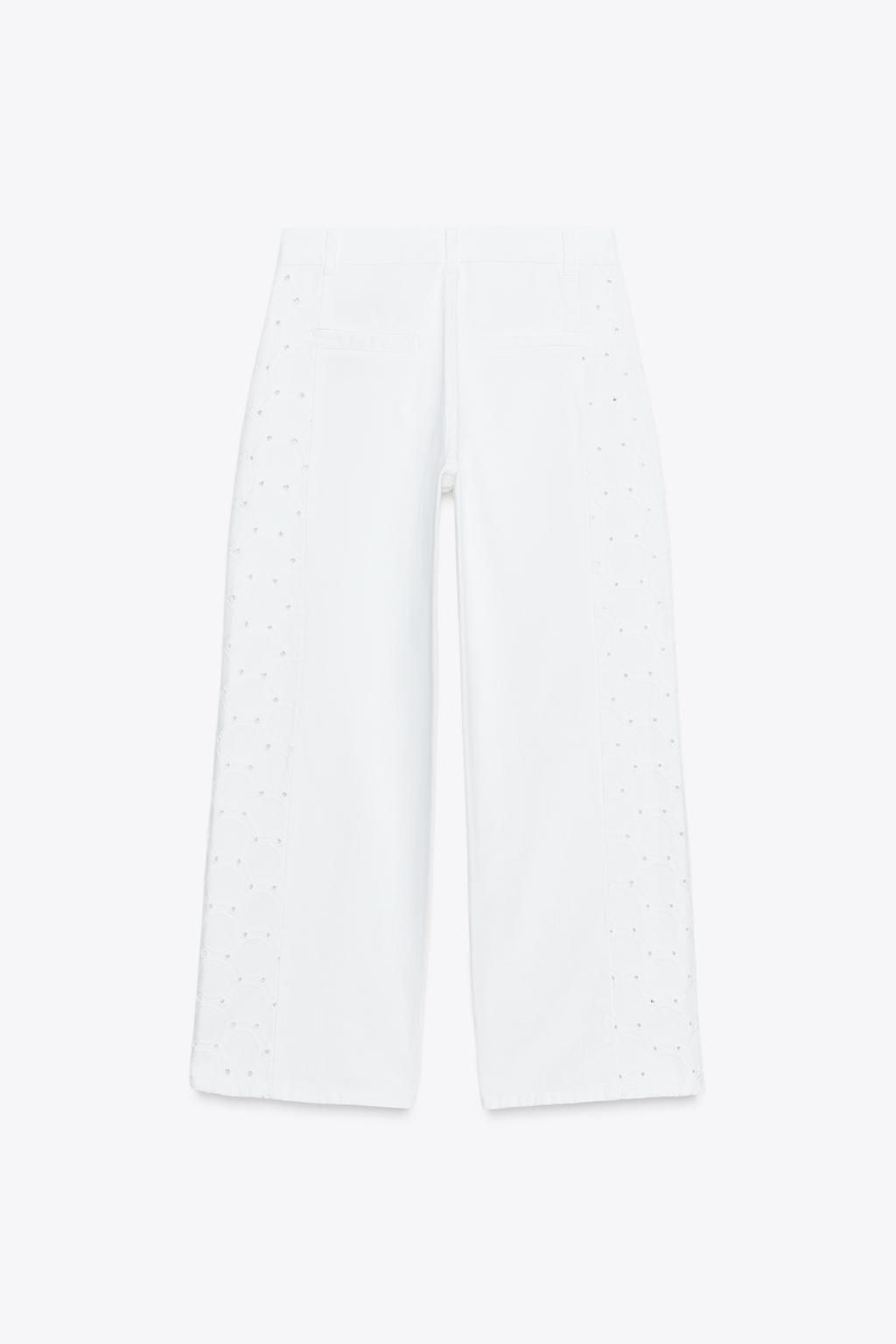Z1975 WIDE-LEG JEANS WITH PERFORATED EMBROIDERY - Zara фото 6