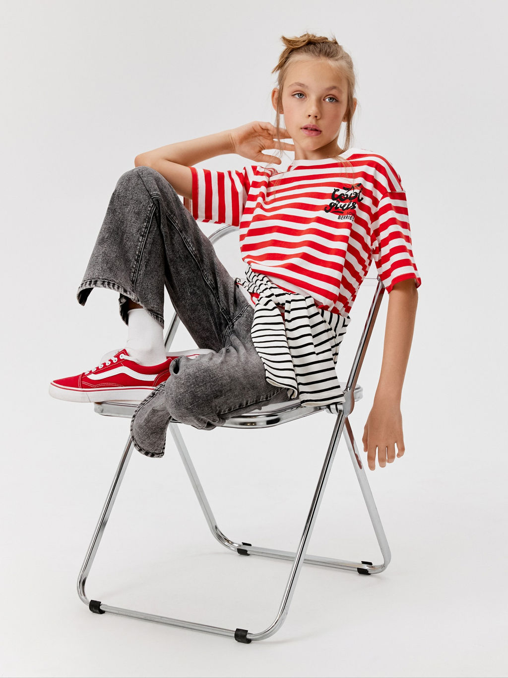 ACOOLA / Футболка детская для девочек Galatsia красная полоска  фото 3