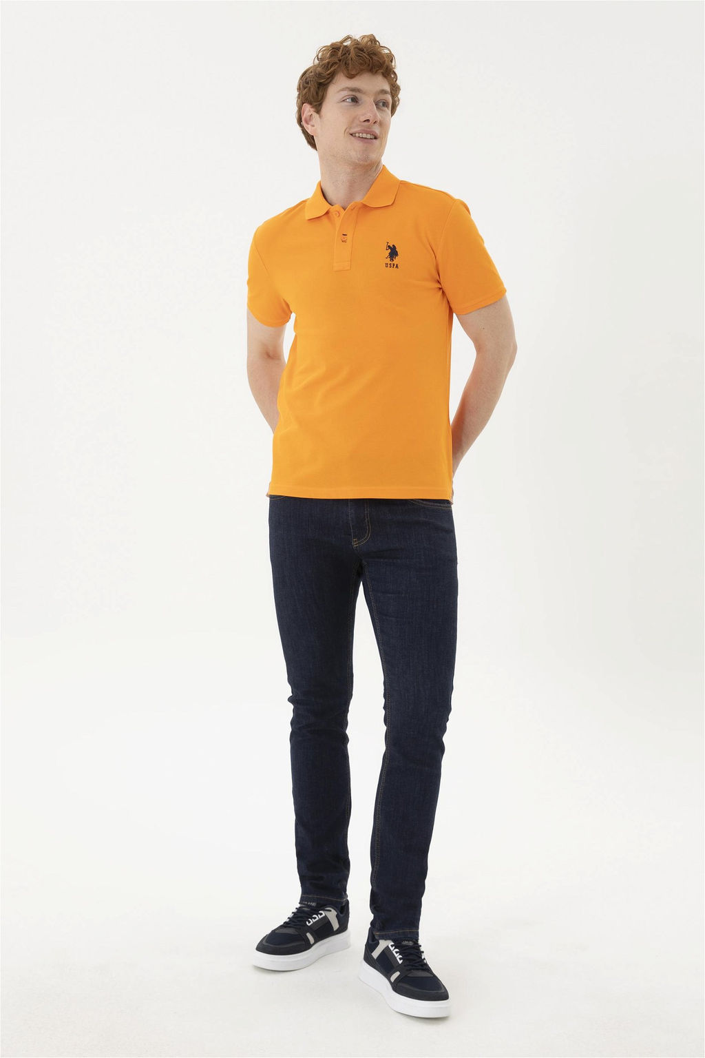 Мужская оранжевая базовая футболка - U.s. polo assn фото 4