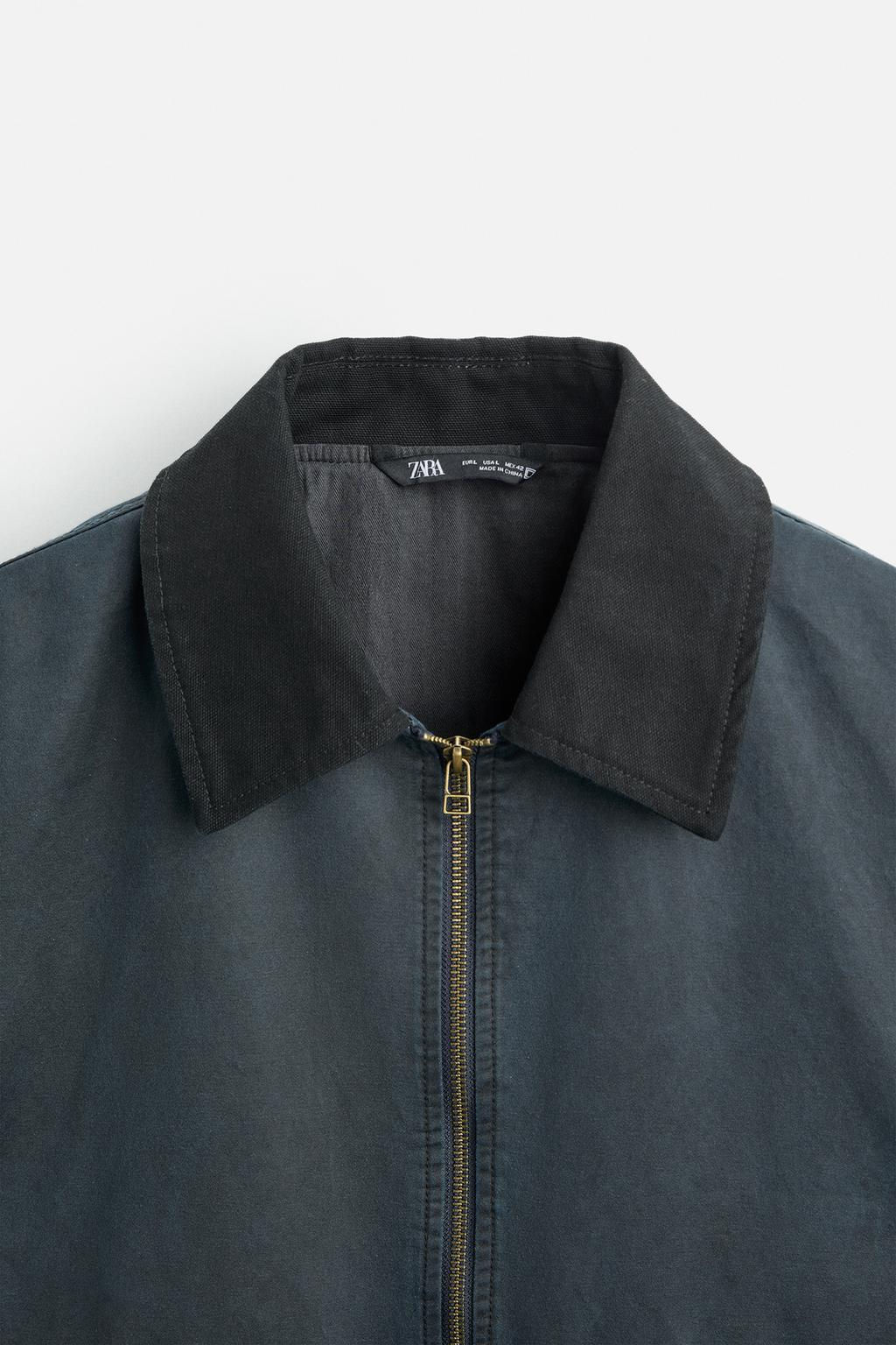 CONTRAST COLLAR CROPPED FIT JACKET - Zara фото 9