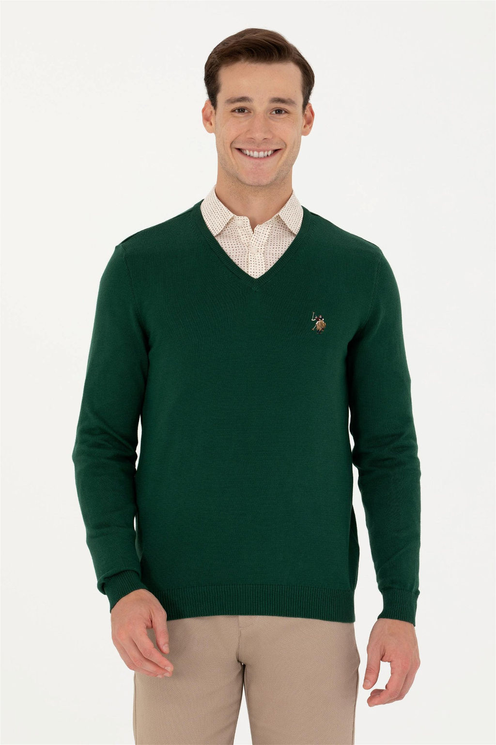 U. S. Polo Assn Мужской зеленый базовый свитер - U.s. polo assn фото 8