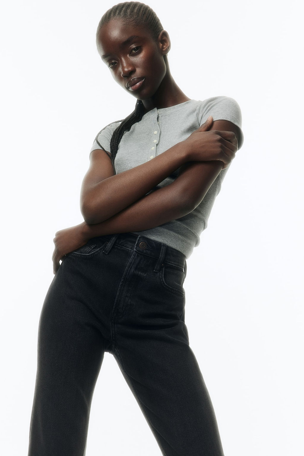 Slim Straight High Ankle Jeans - H&m фото 3