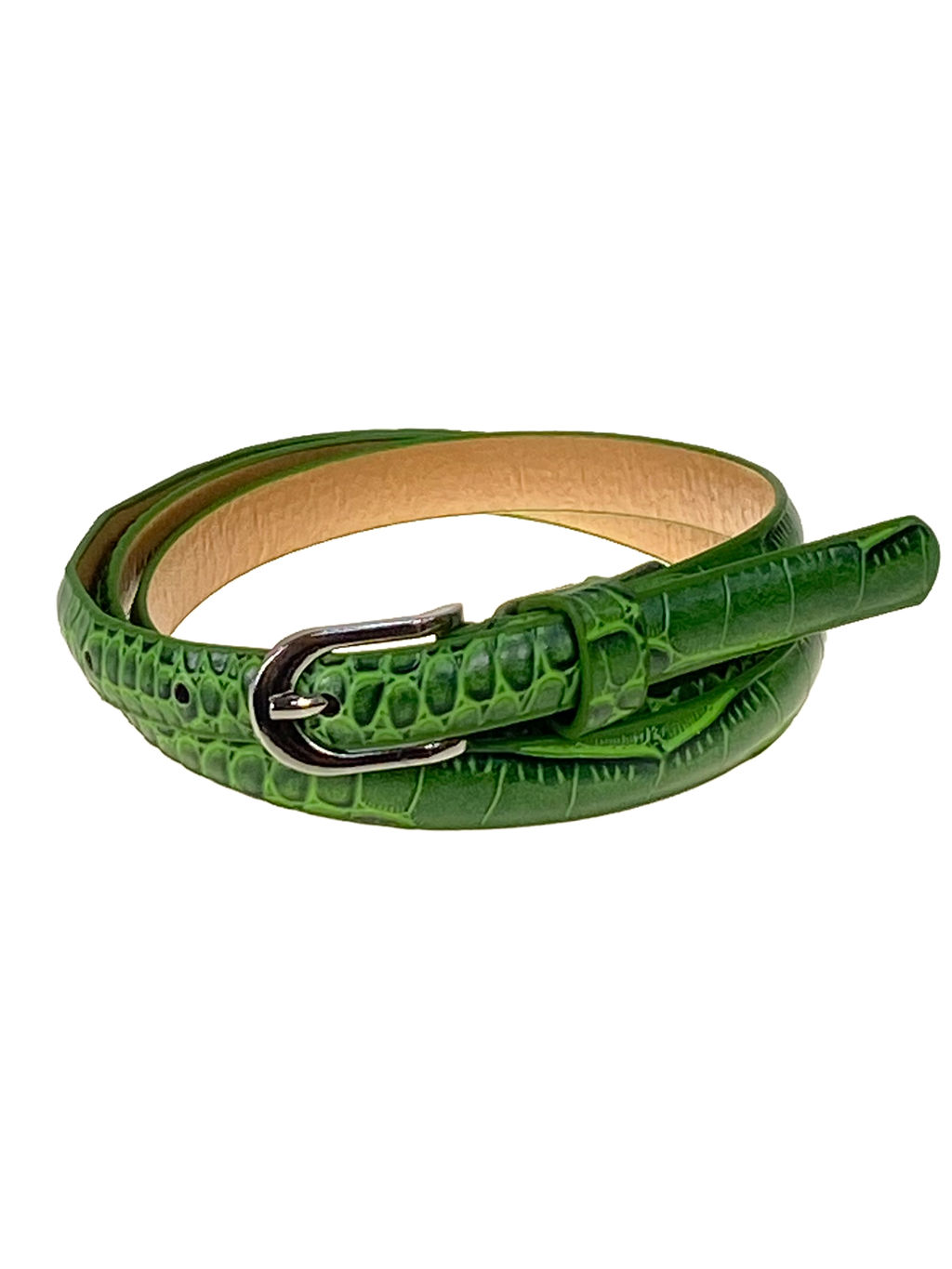 Ремень женский из натуральной кожи, цвет зеленый