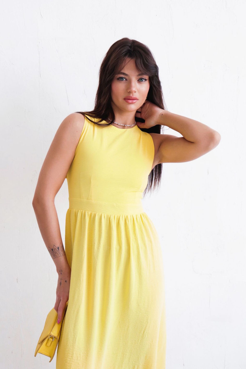 Платье с перекрещенными бретелями жёлтое - Martichelli фото 21