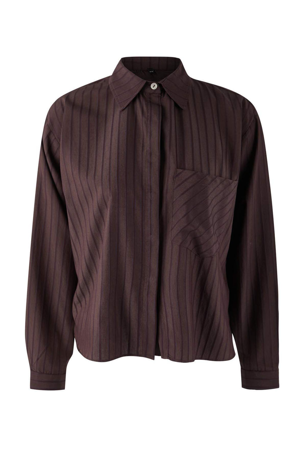 Kahverengi Cizgili Oversize Dokuma Gomlek TWOAW26GO00138 - Trendyolmilla фото 5