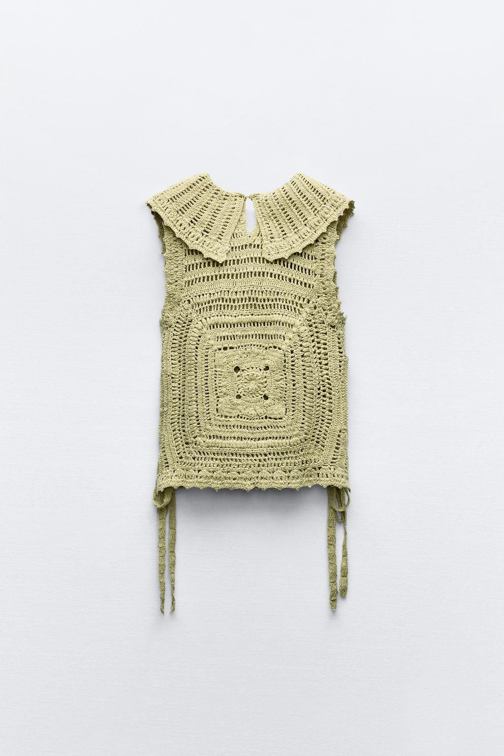 CROCHET KNIT TOP WITH SIDE TIES - Zara фото 8