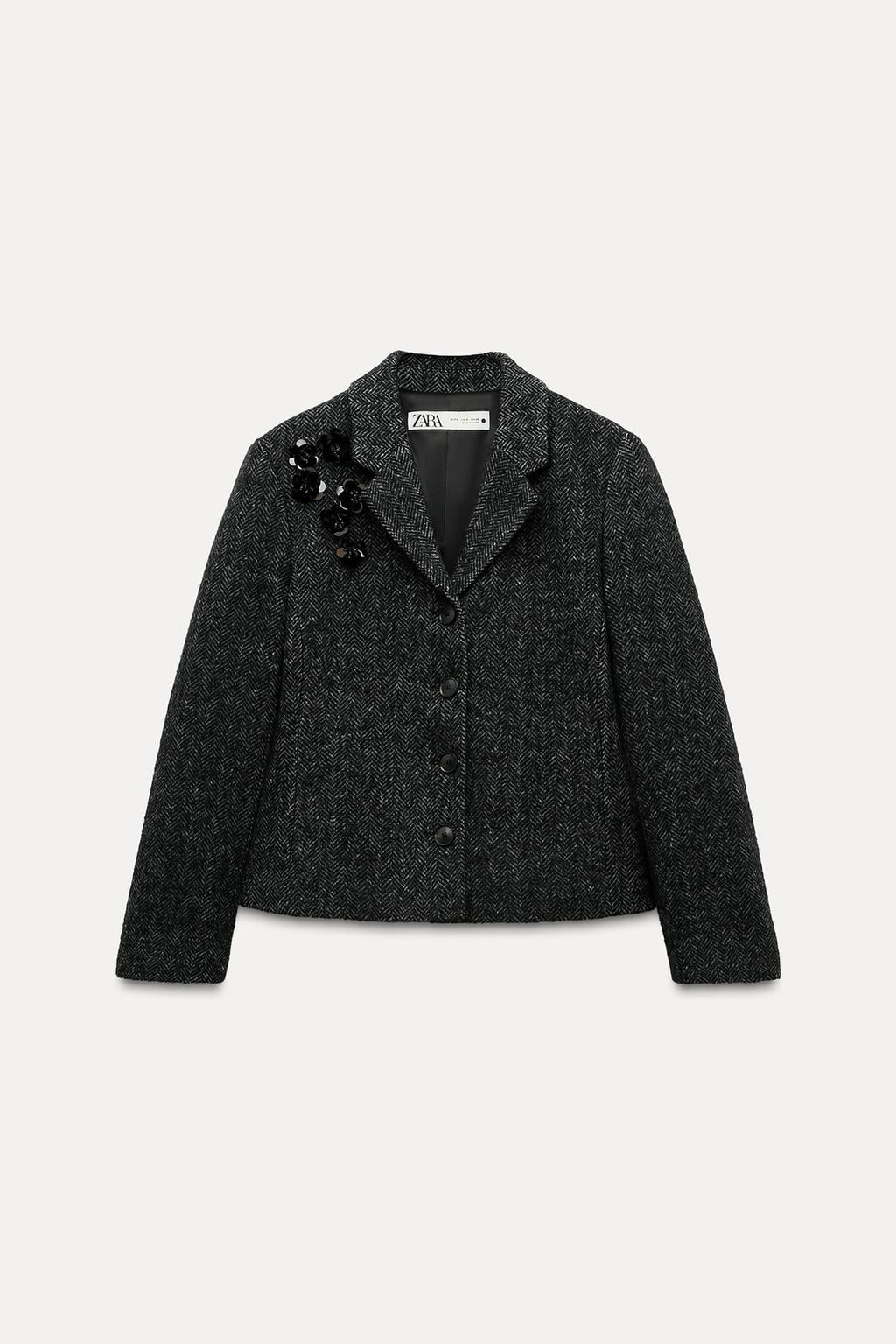 EMBROIDERED HERRINGBONE BLAZER - ZW COLLECTION - Zara фото 6