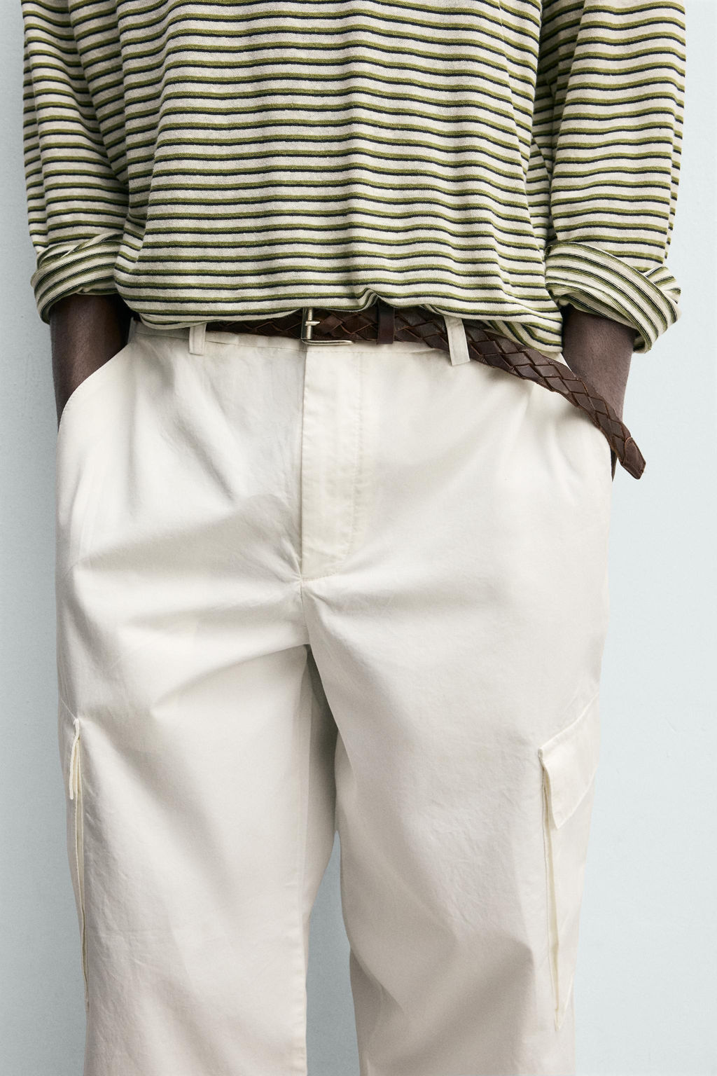 PANTAL?N CARGO REGULAR FIT / Blanco roto - Zara фото 5
