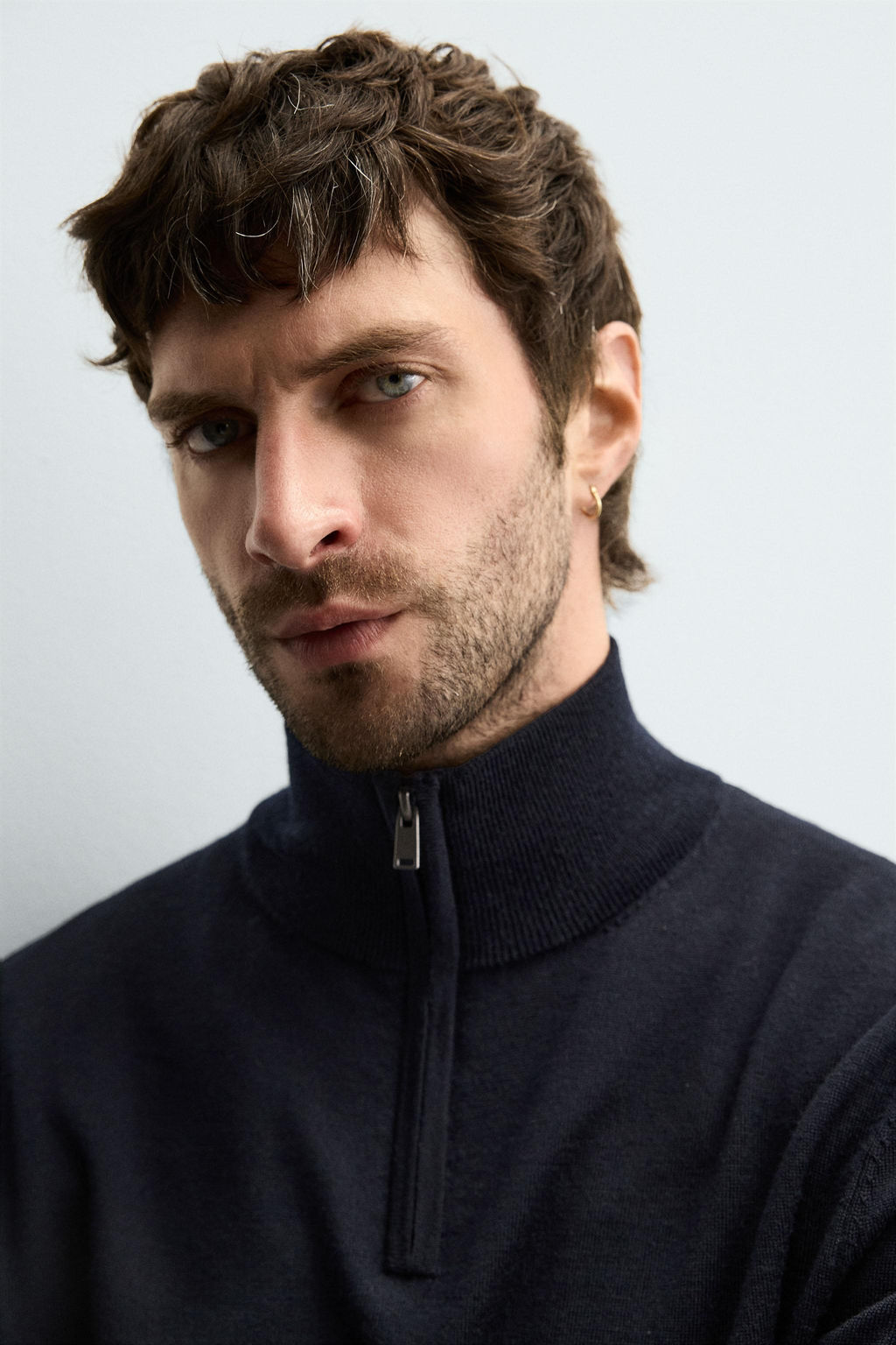 100% WOOL QUARTER-ZIP SWEATER