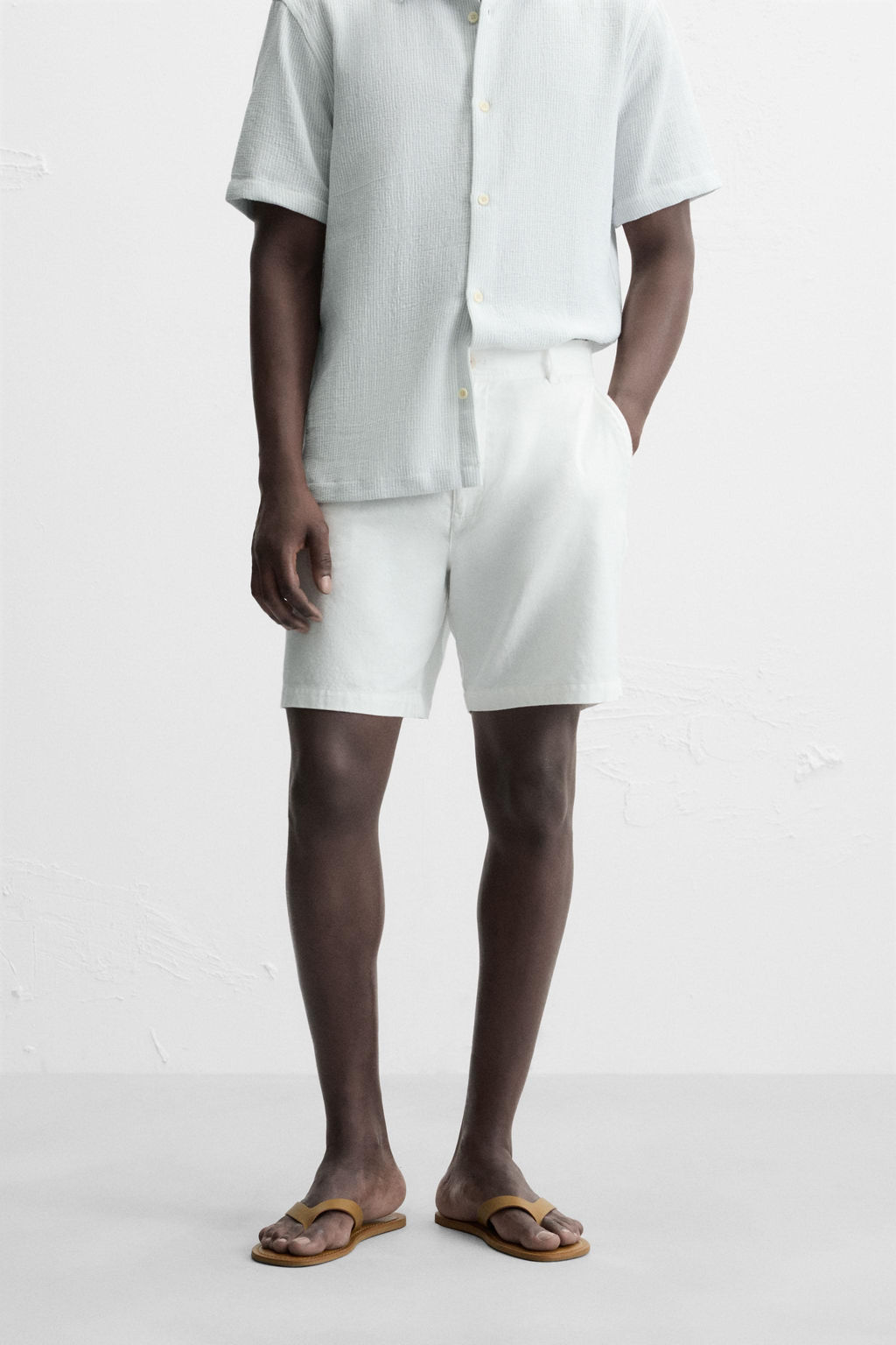 COTTON/LINEN BERMUDA SHORTS - Zara фото 2