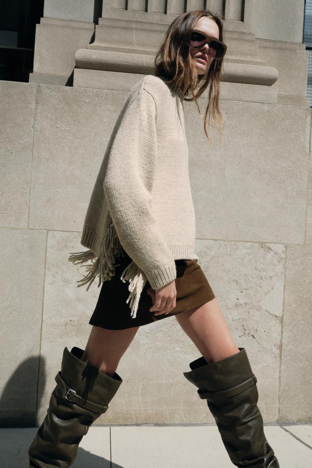 FRINGED KNIT SWEATER - Zara фото 4