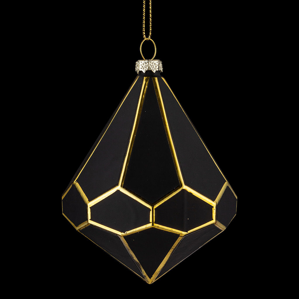 Цена за 6 шт. Украшение ErichKrause Decor Черный бриллиант 11см, стекло