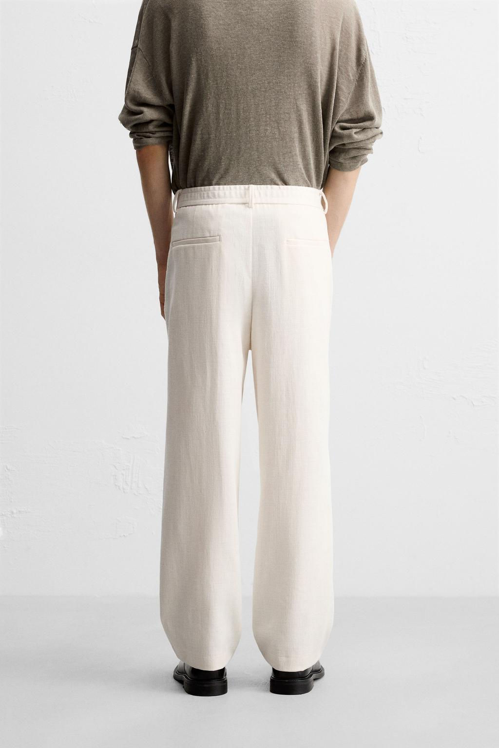 TEXTURED REGULAR FIT TROUSERS - Zara фото 3
