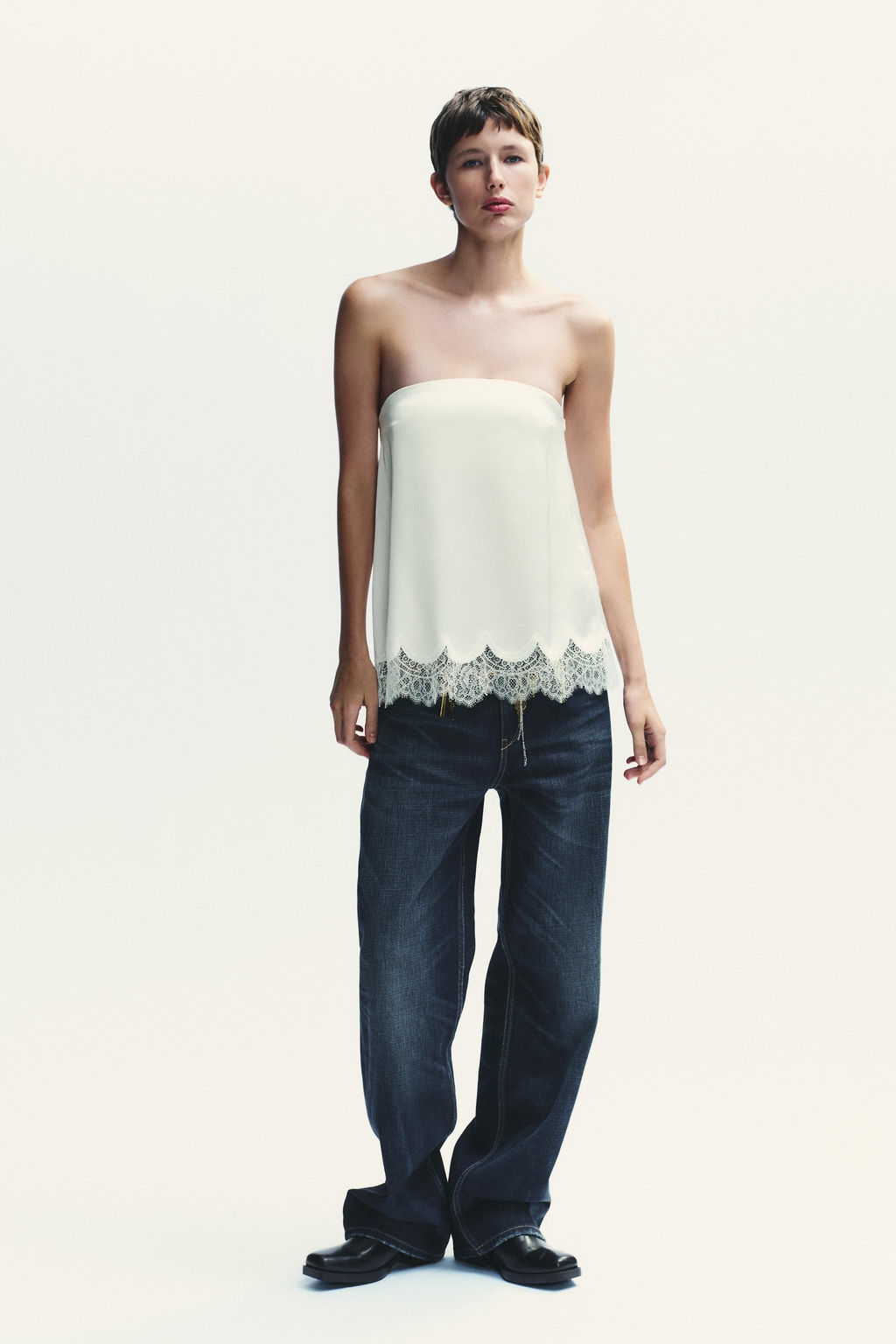 SATIN BANDEAU TOP WITH LACE - Zara фото 10