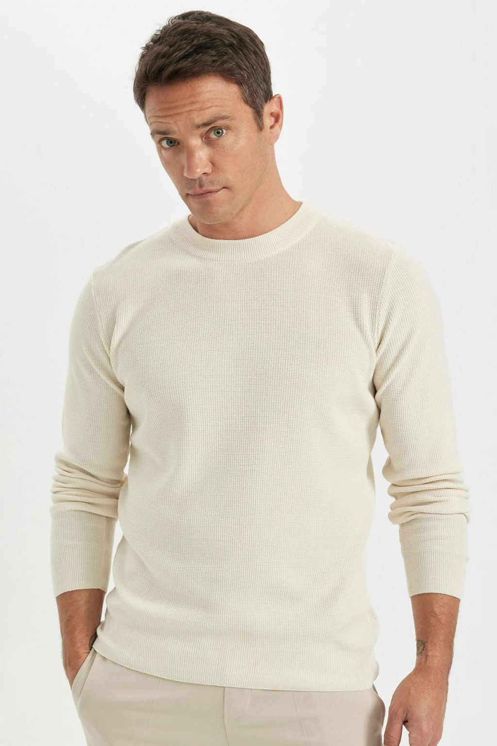 Standart Fit Normal Kesim Bisiklet Yaka Muline Desenli Triko Kazak - Defacto фото 9