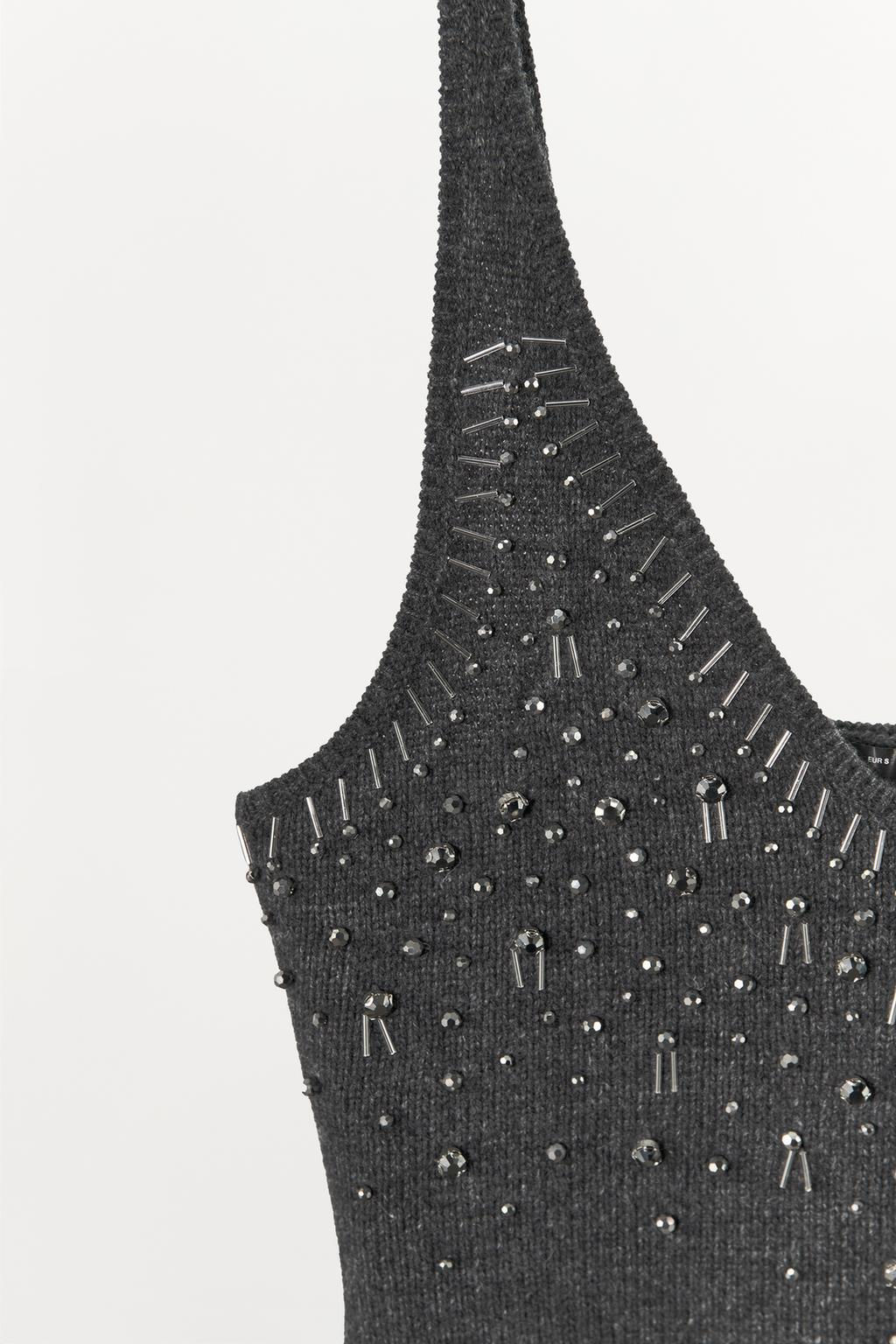 KNITTED TOP WITH RHINESTONES AND BEADS - Zara фото 6