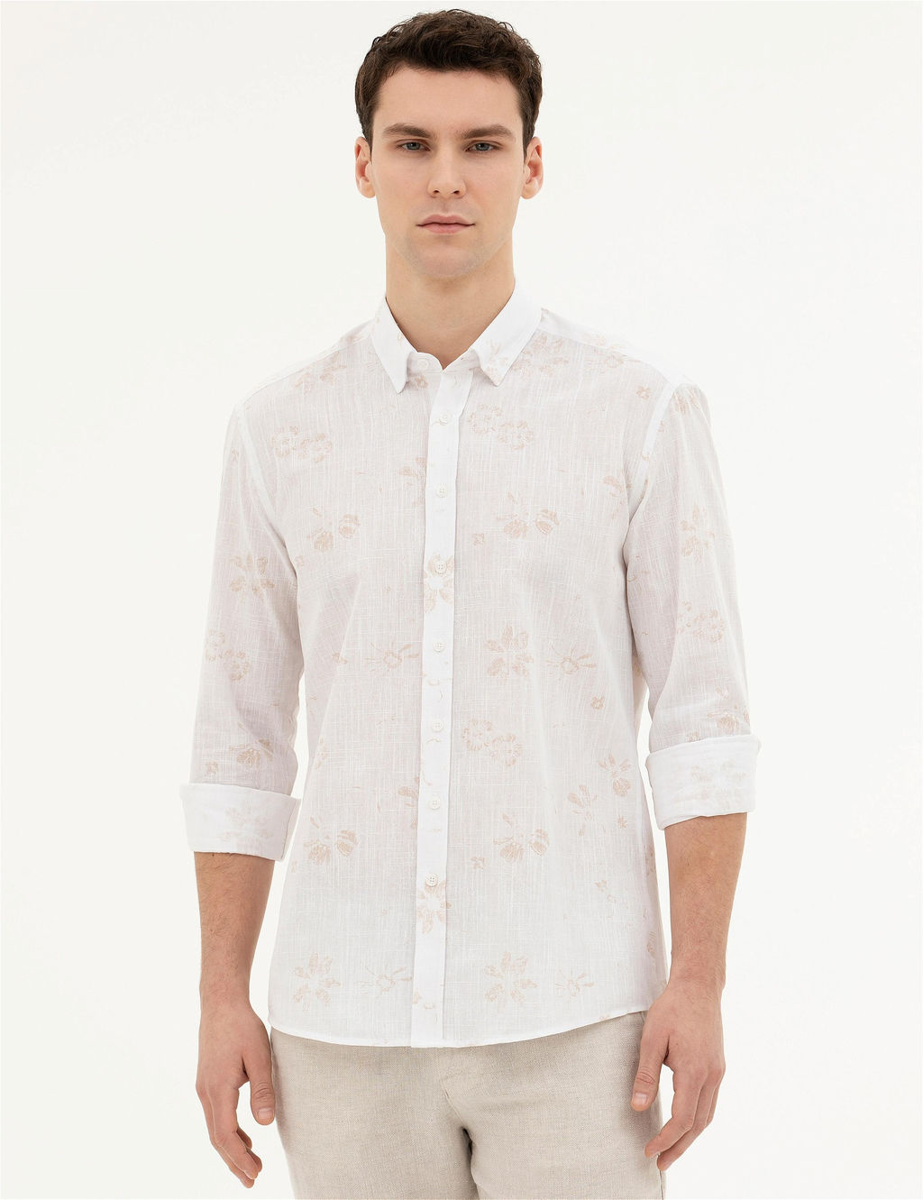 Bej Regular Fit Uzun Kollu G_mlek - Pierre cardin фото 3