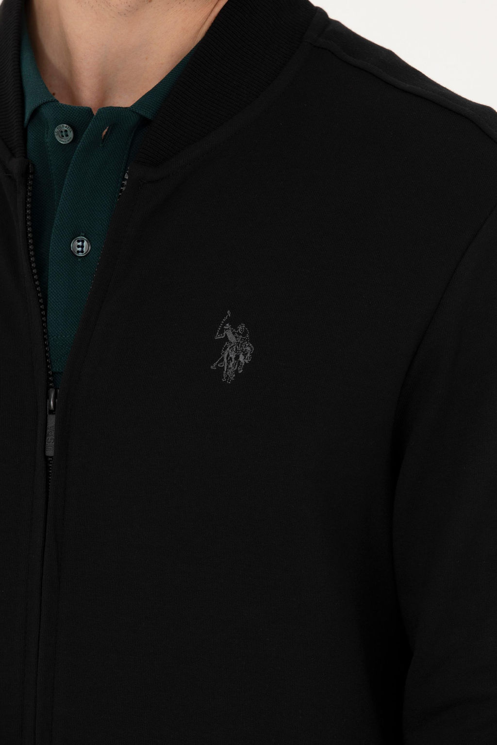 U. S. Polo Assn Мужской черный вязаный кардиган с воротником стойкой - U.s. polo assn фото 14