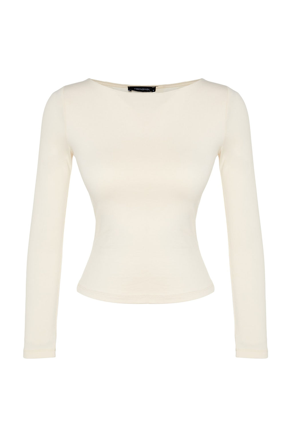 Tas Pamuklu Esnek Kay?k Yaka Fitted/Vucuda Oturan Esnek Orme Bluz TWOAW24BZ00166