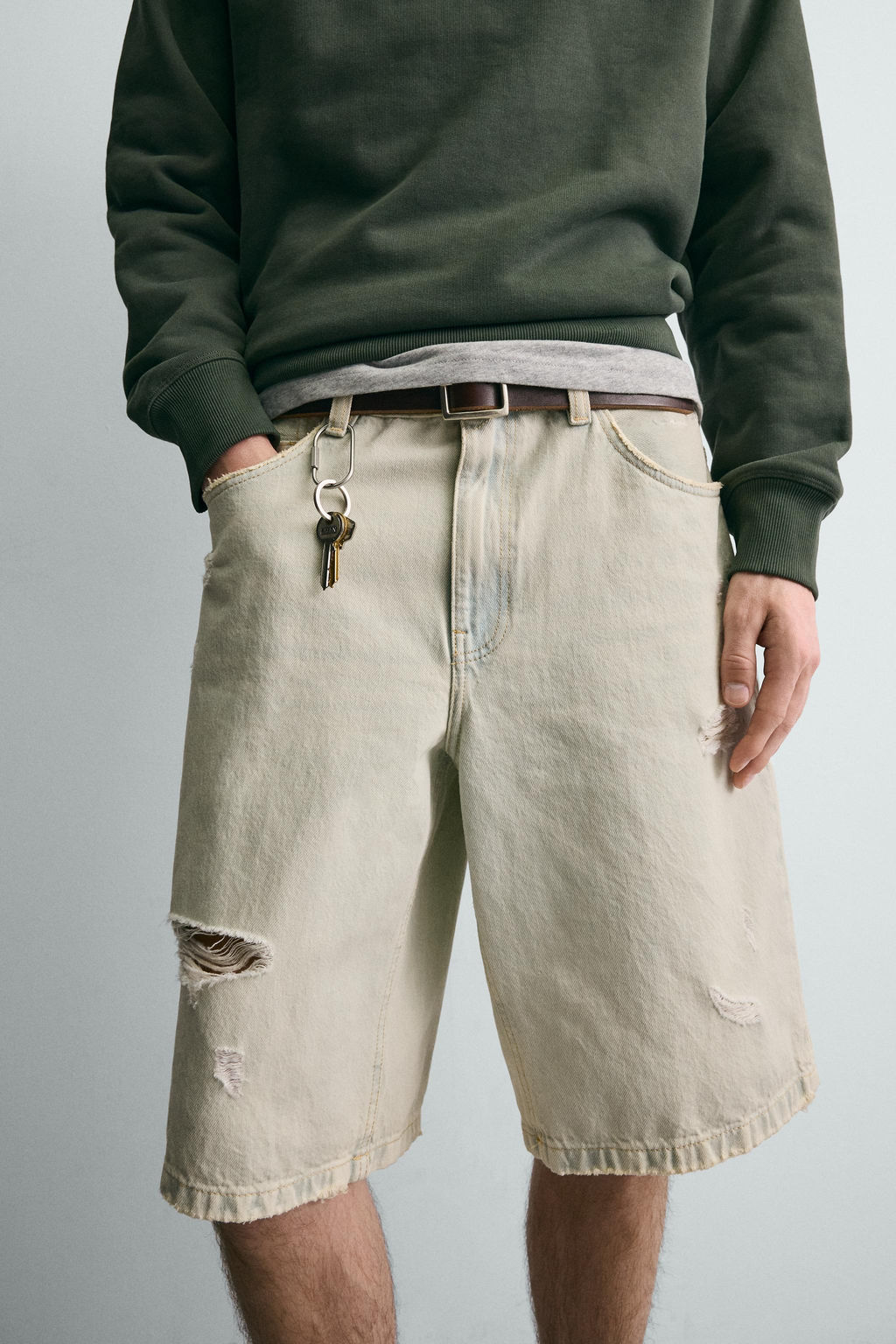 BERMUDA DENIM BAGGY FIT / Azul claro - Zara фото 5