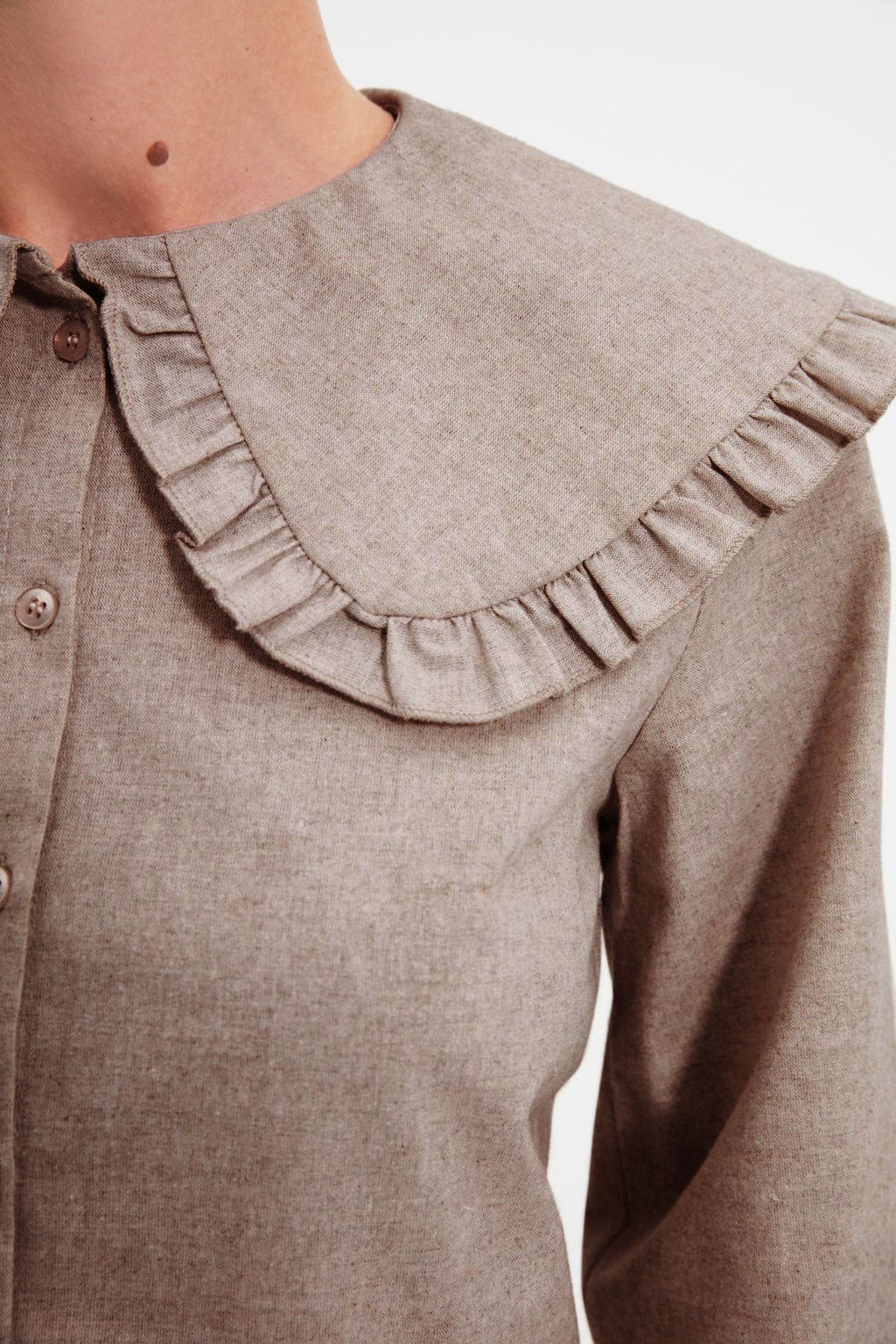 Trendyolmilla Bordo Buyuk Yaka Detayl? Dokuma Gomlek TWOAW21GO0677 фото 4