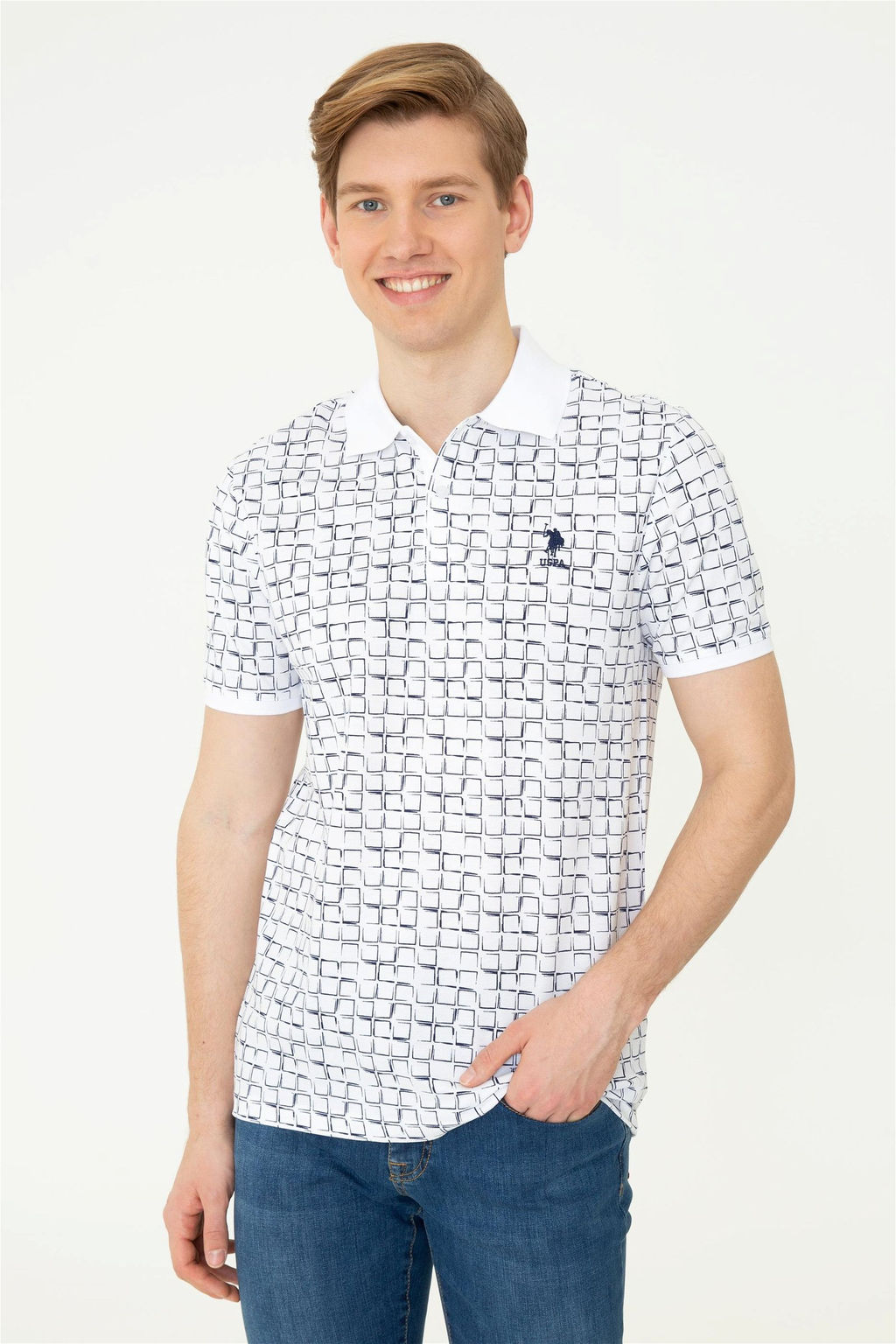 U. S. Polo Assn Мужская темно-синяя футболка с воротником-поло - U.s. polo assn фото 9