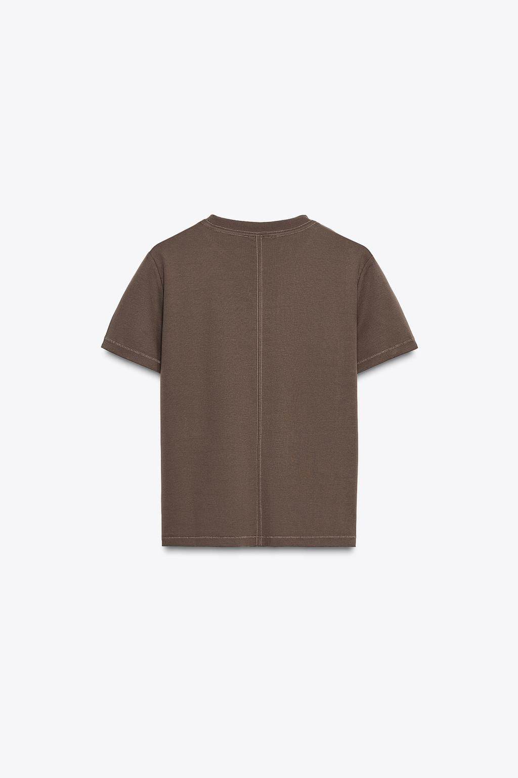MERCERISED COTTON T-SHIRT - Zara фото 12