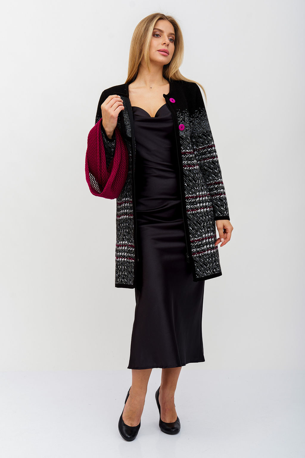 Кардиган В 1742/черно-ягодный (1330) - Злата Стиль фото 12
