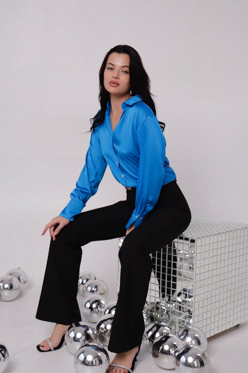 Рубашка шёлковая голубая - Martichelli фото 14