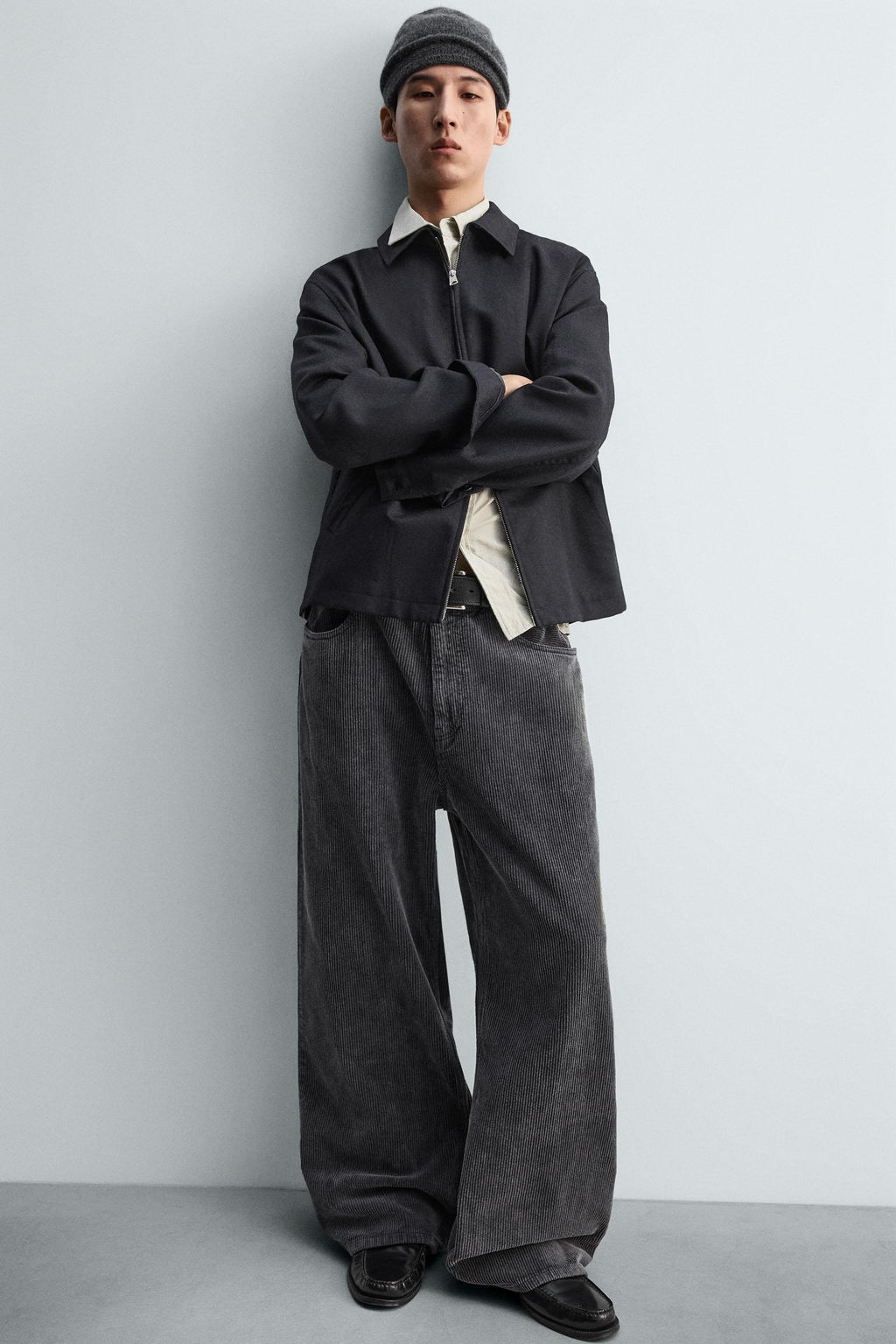 PANTAL?N RELAXED FIT PANA / Gris oscuro - Zara фото 6