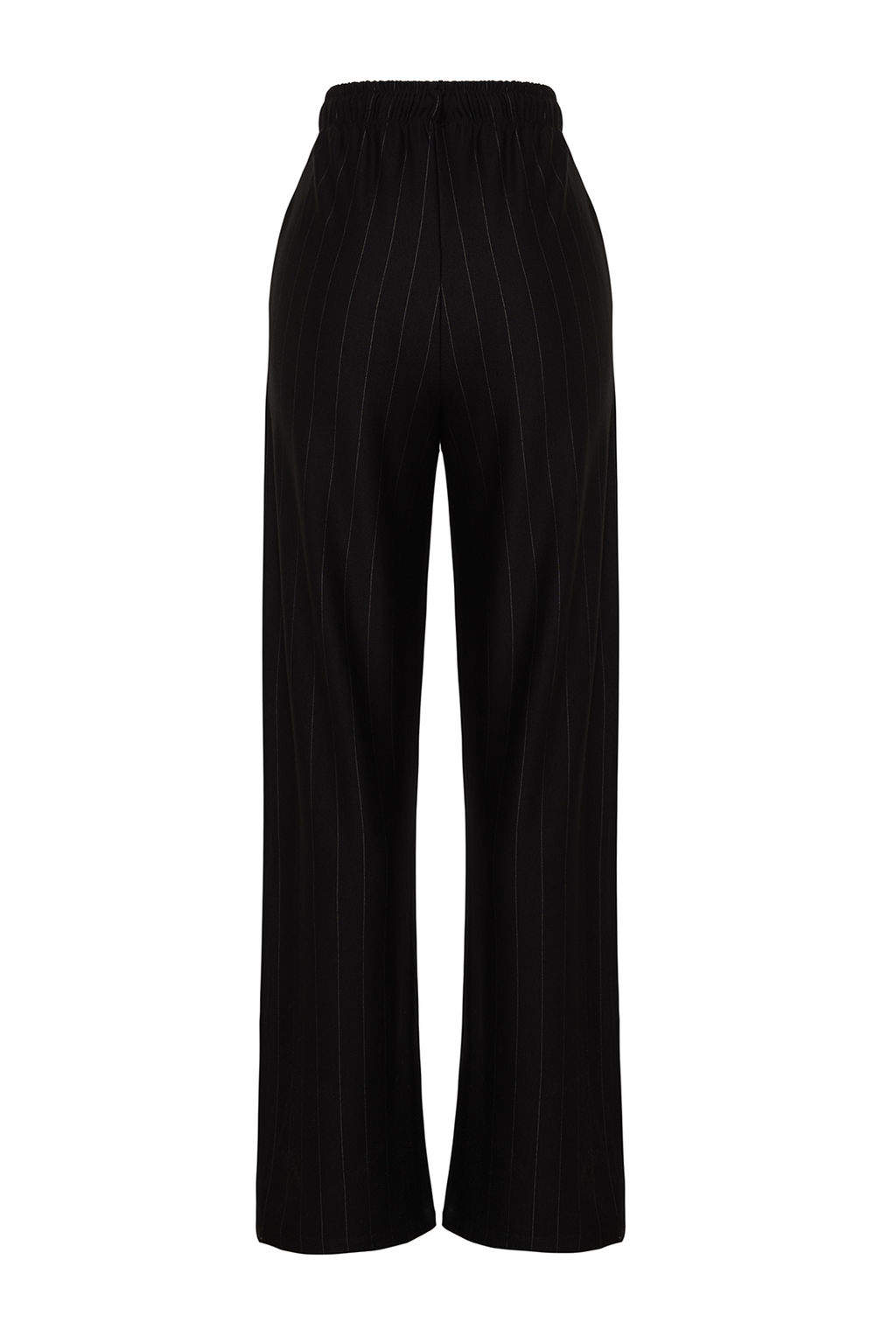 Siyah Kal?n Cizgili Straight/Duz Kesim Esnek Pantolon TWOSS24PL00072