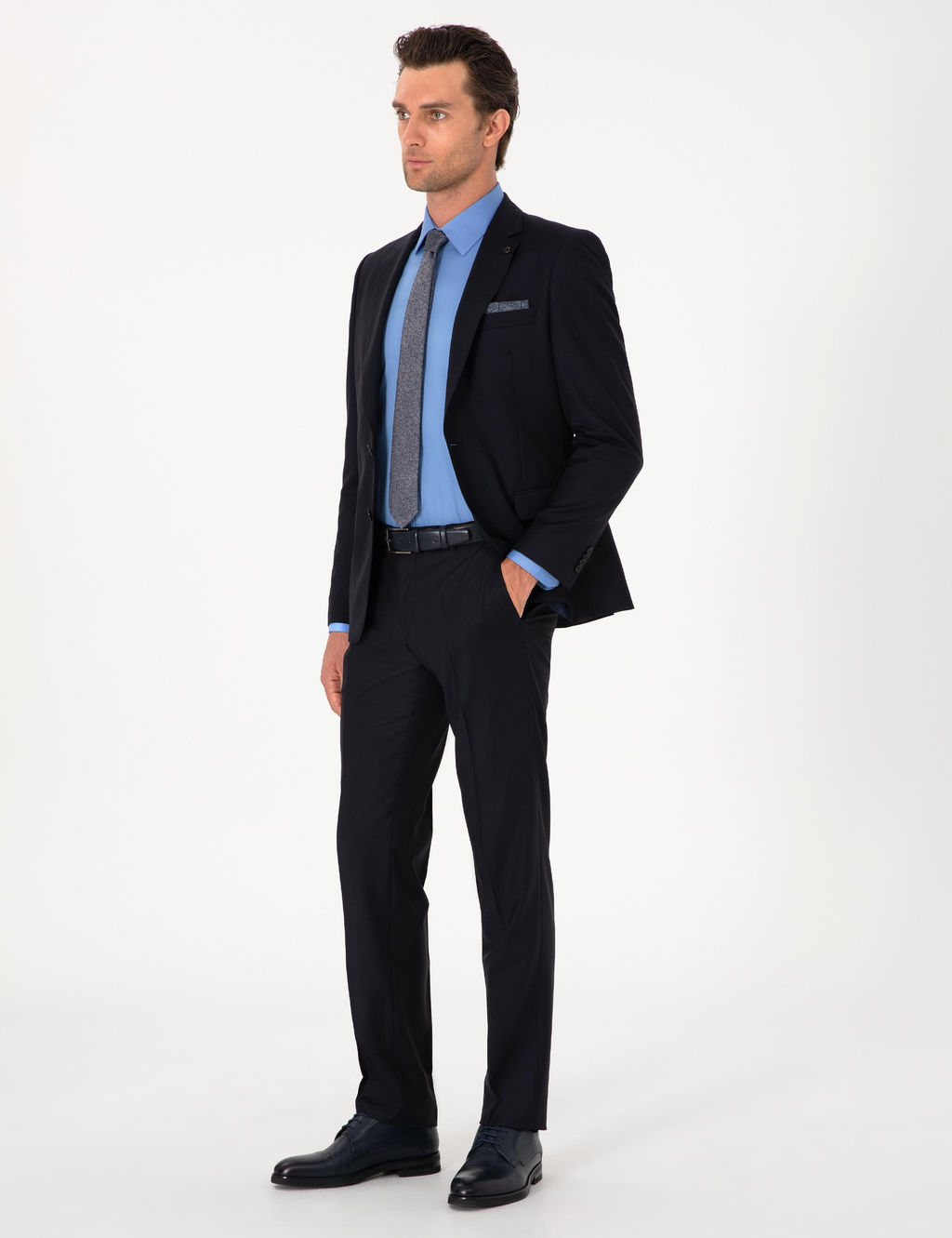 Lacivert Slim Fit %100 Y_n Klasik Tak_m Elbise - Cacharel фото 4