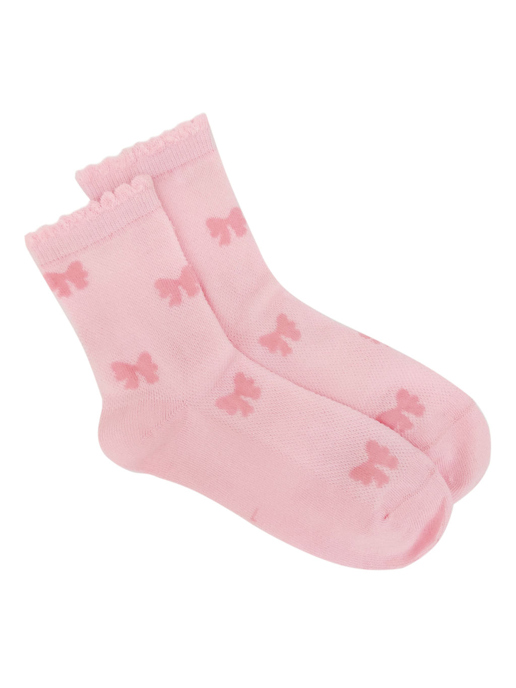 Детские носки 6-8 лет 19-22 см Розовое, Сеточка Mono Бантики