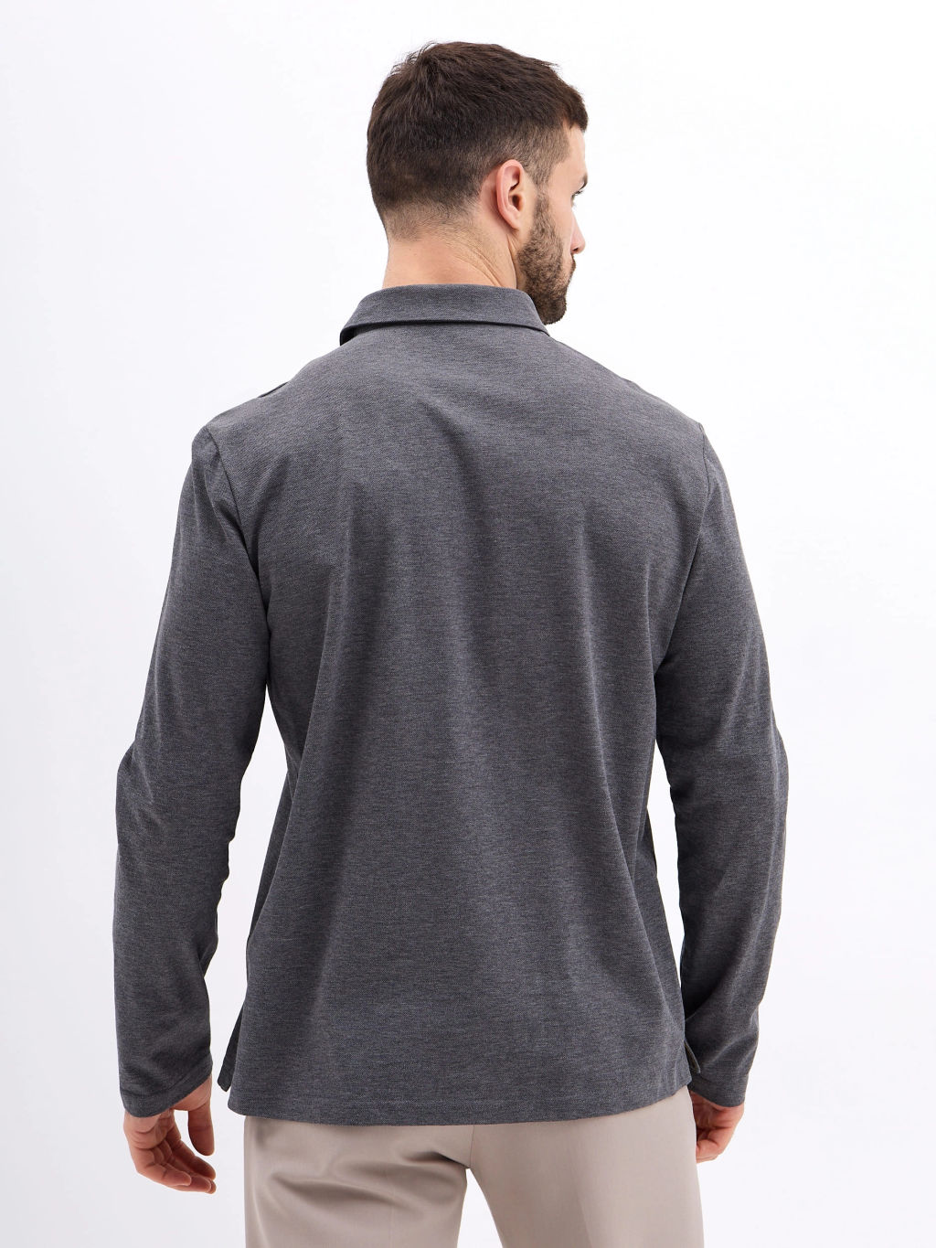 Джемпер мужской с воротником поло GREG G155-PM14T-LT7326-4 (серый)  фото 2