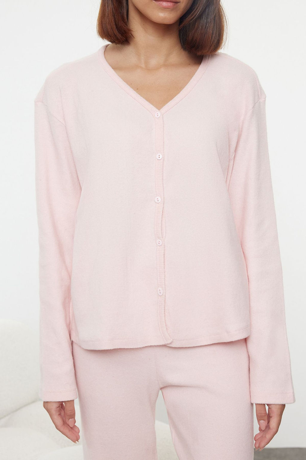 Trendyolmilla Pembe F?rcal? Soft Fitilli H?rka Orme Pijama Tak?m? THMAW25PT00074 фото 10