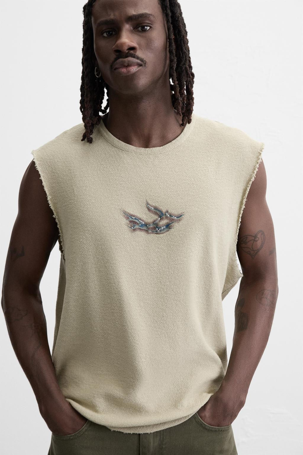 RAISED PRINT KNIT T-SHIRT - Zara фото 5