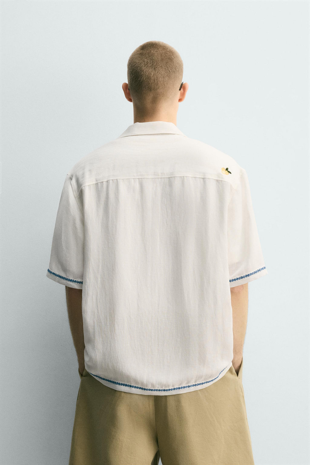 CAMISA VISCOSA - LINO BORDADOS CONTRASTE / Blanco - Zara фото 3
