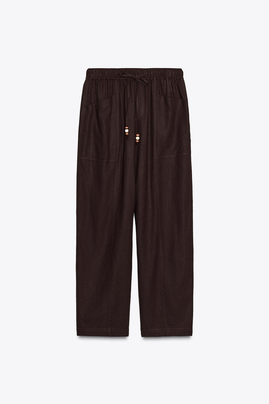 LINEN BLEND TROUSERS WITH BEADED DRAWSTRING - Zara фото 6
