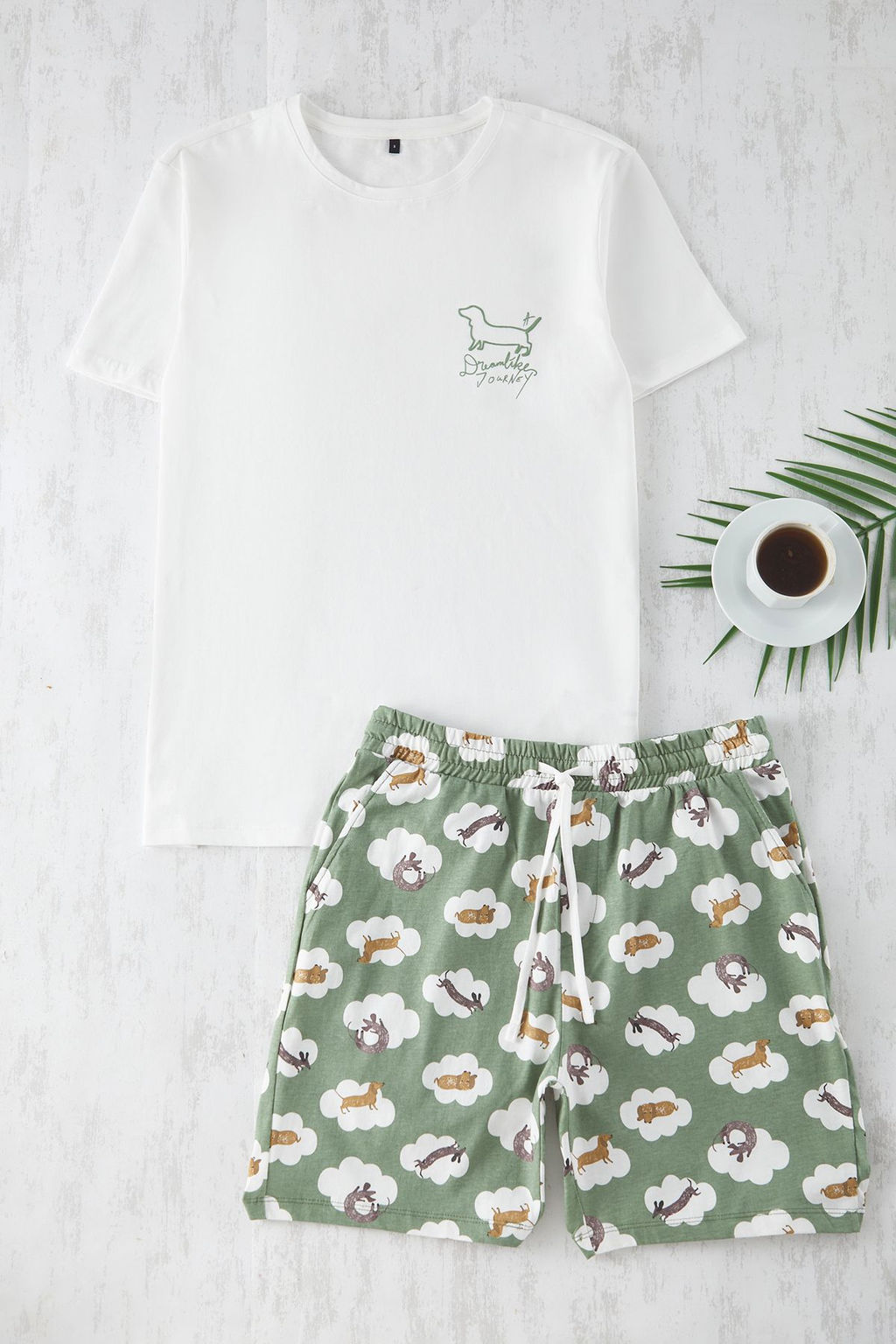 TRENDYOL MAN Lacivert Regular Fit Kopek Desenli Orme Sortlu Pijama Tak?m? TMNSS25PT00010 - Trendyolmilla фото 4