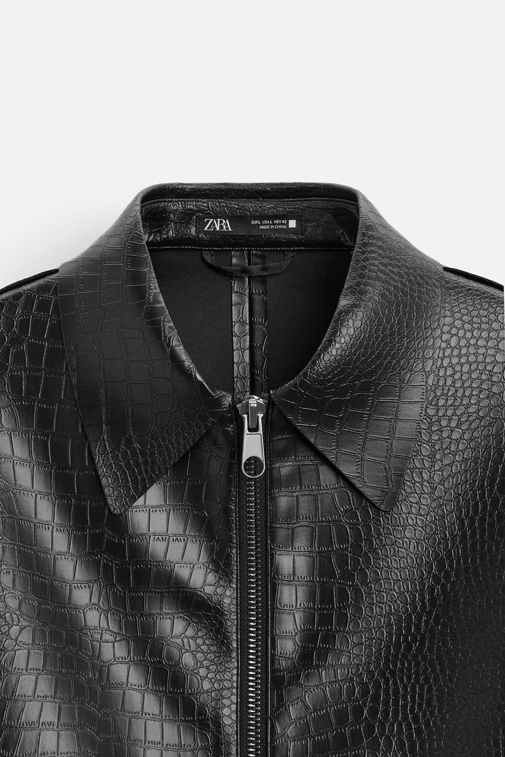 EMBOSSED LEATHER EFFECT OVERSHIRT - Zara фото 9