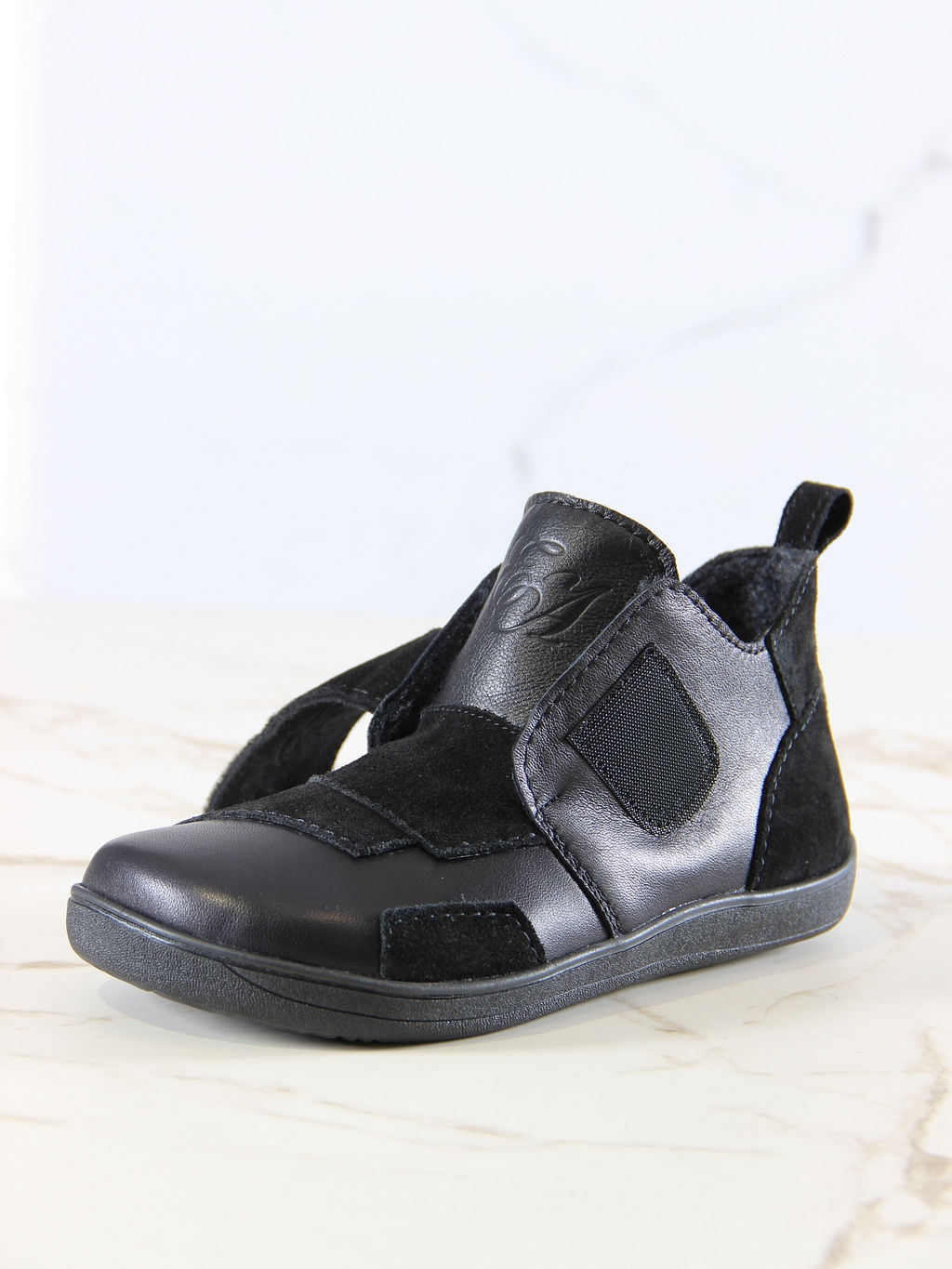 Ботинки женские демисезонные черные 206.NATAbl.Черная кожа+черная замша/Байка