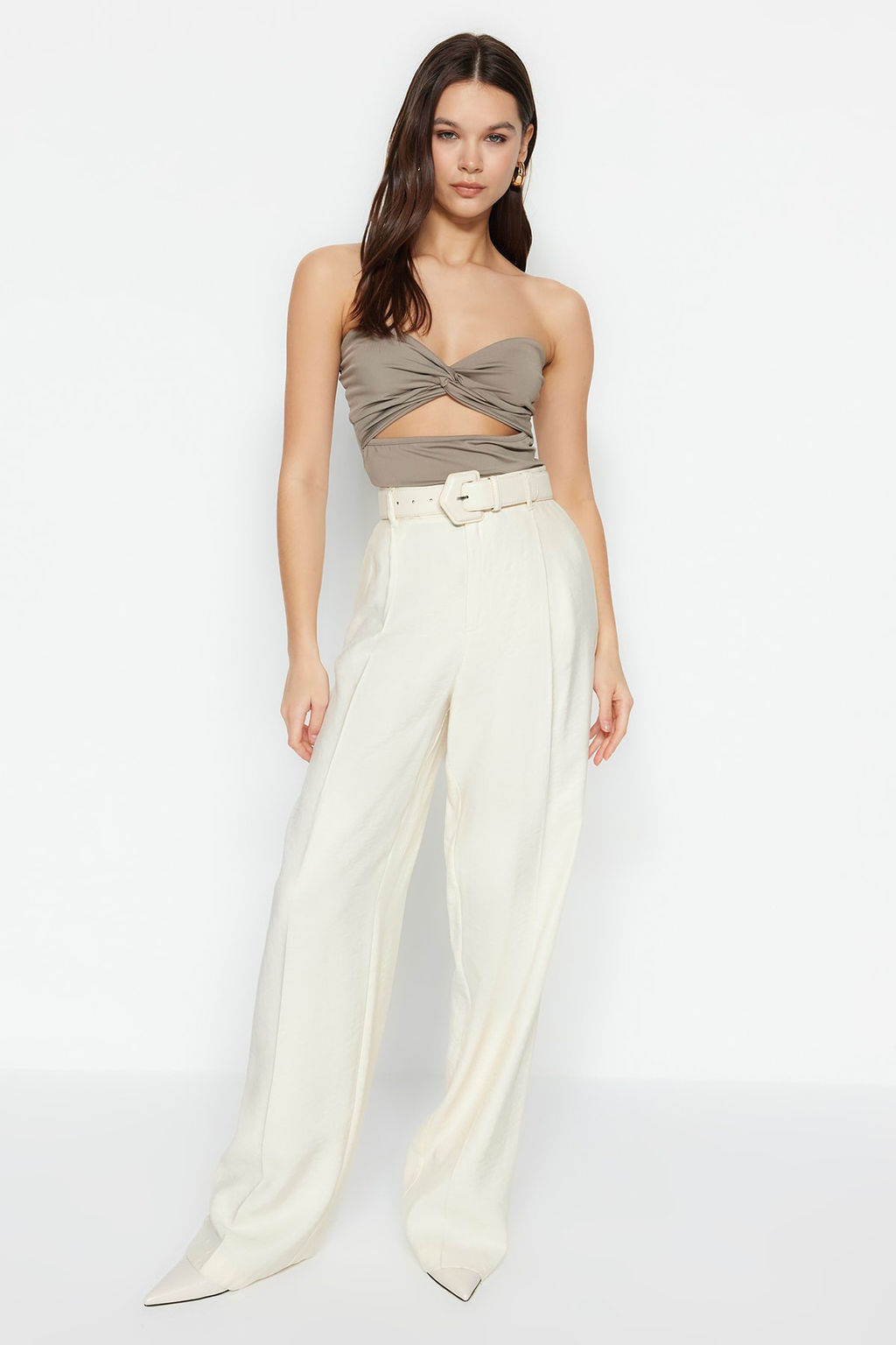 TRENDYOLMILLA Vizon Straplez Dugum ve Cut Out Detayl? Esnek C?tc?tl? Orme Body TWOSS23BD00075  фото 4