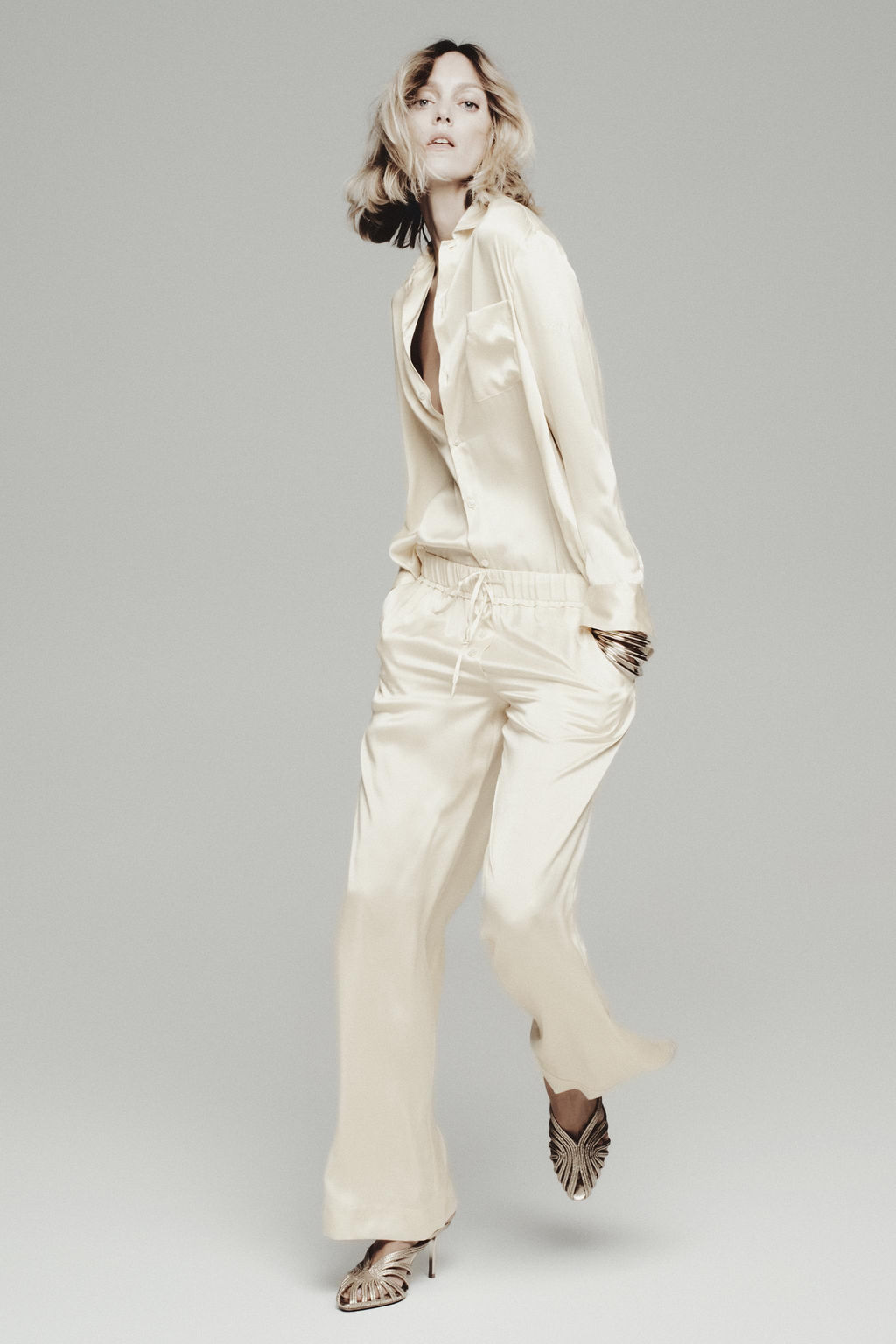 ZW COLLECTION 100% SILK PYJAMA TROUSERS - Zara фото 5