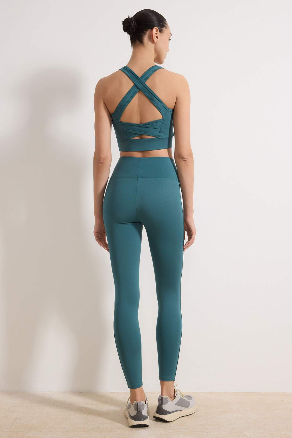 Zumrut Yesili Genis Bel Lastikli Ekstra Toparlay?c? Tam Boy Orme Spor Tayt TWOAW21TA0029