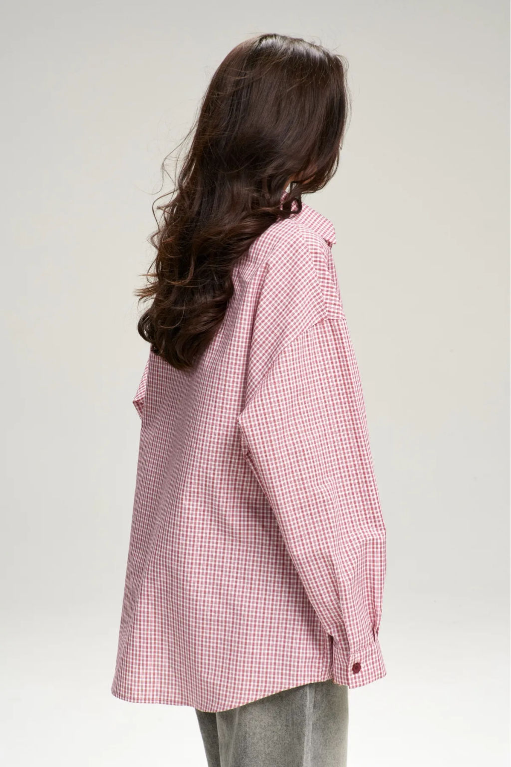 Рубашка в клетку с карманом Oversize Red