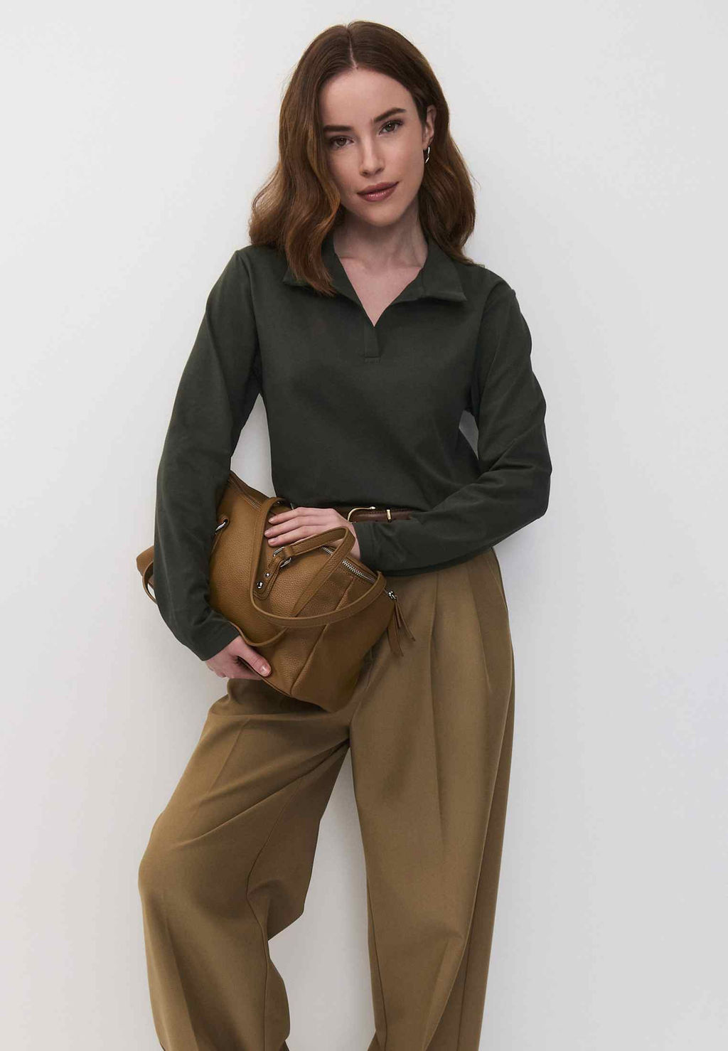 Лонгслив-поло 26204-536 хаки