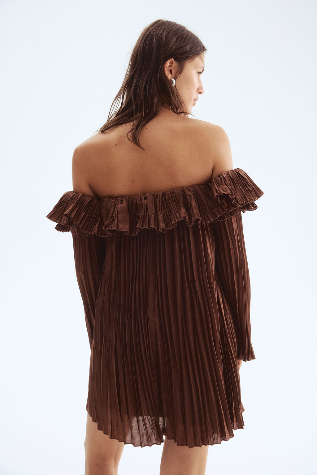 Vestido off-the-shoulder plisado - H&m фото 4